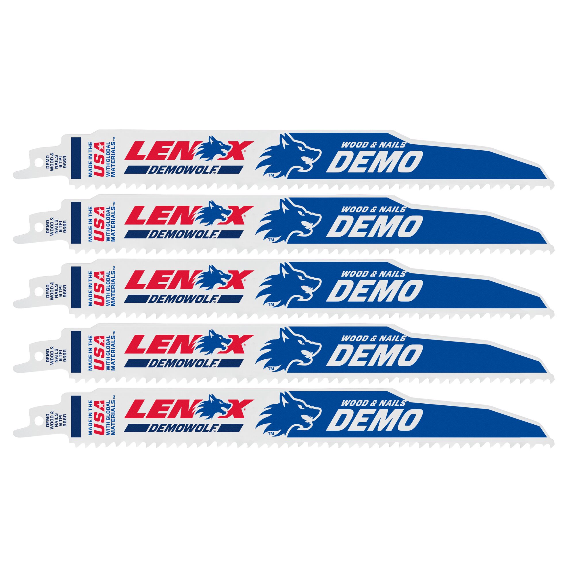 LENOX Bi-metal 9-in 6 TPI Demolition Demolition Reciprocating Saw Blade 5 -Pack - Image 1