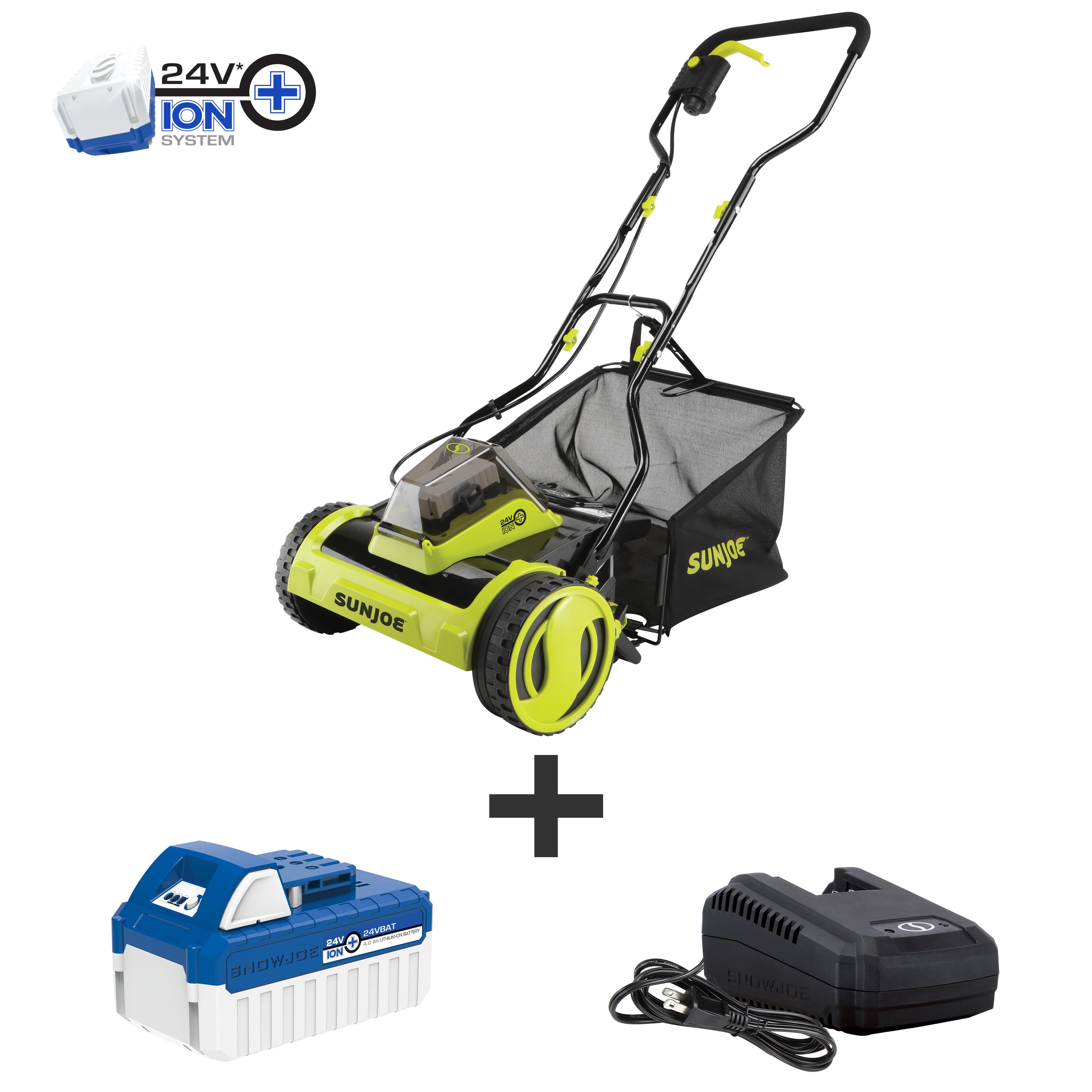 Sun Joe 24-volt, 15-in Push Battery Walk Mower with  (1) 4 Ah Battery Included - Image 1