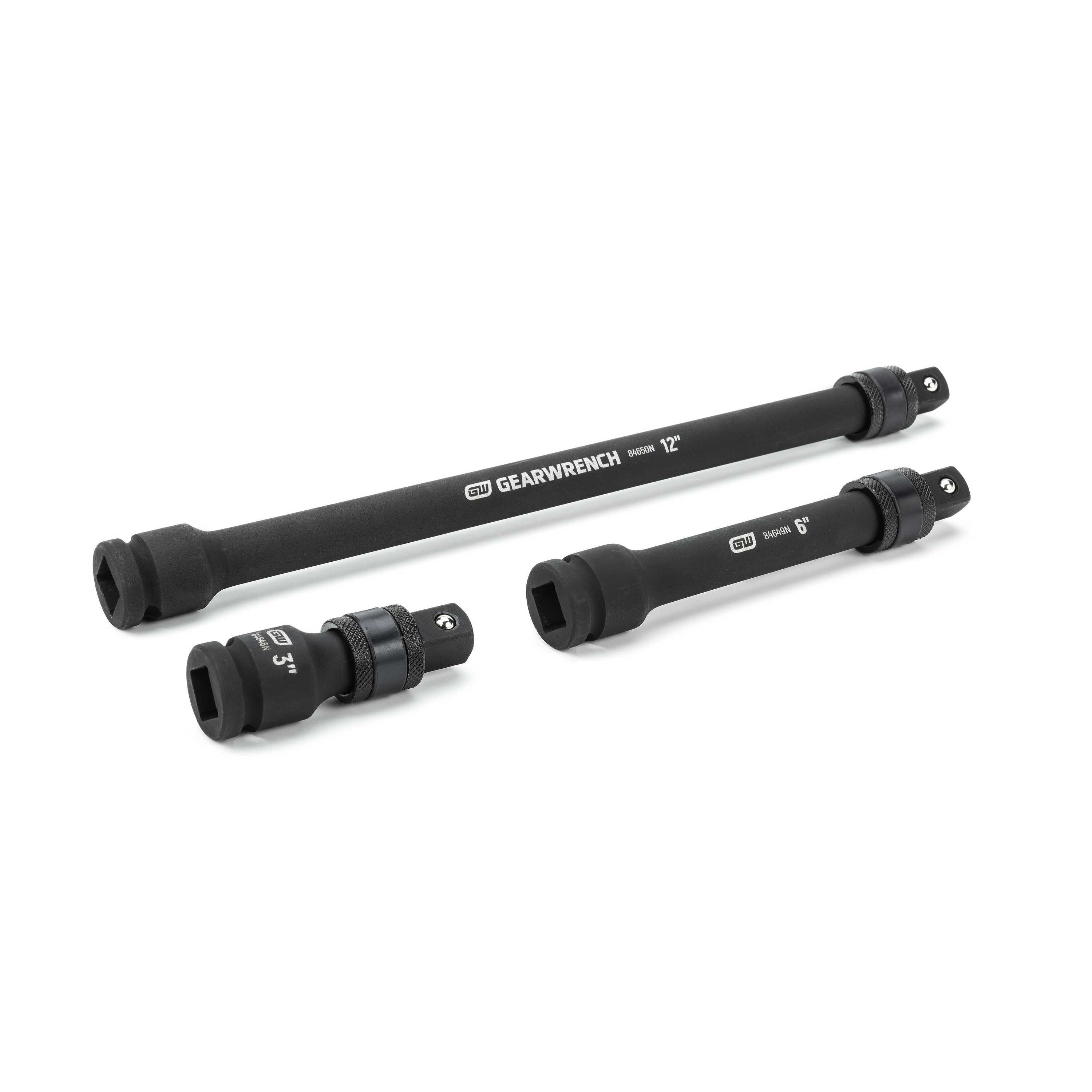 GEARWRENCH 3 Pc. 1/2" Drive Locking Impact Extension Set Includes 3", 6" & 12" - 84951N - Image 1