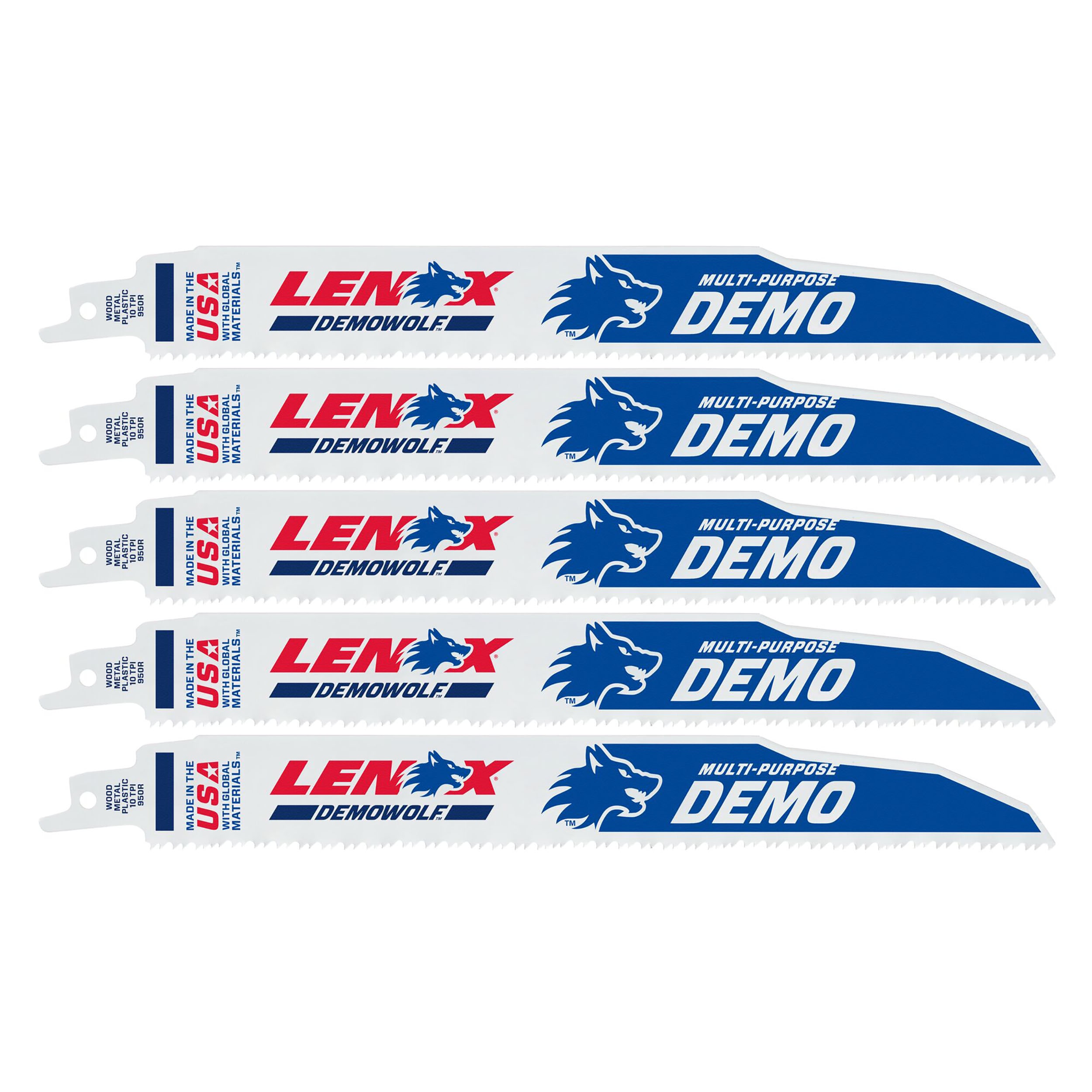 LENOX Bi-metal 9-in 10 TPI Metal cutting Demolition Reciprocating Saw Blade 5 -Pack - Image 1
