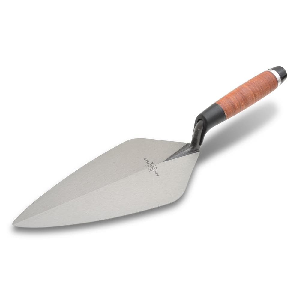 Marshalltown 10-in x 4.63-in High carbon steel Brick Leather Handle Trowel - Image 1