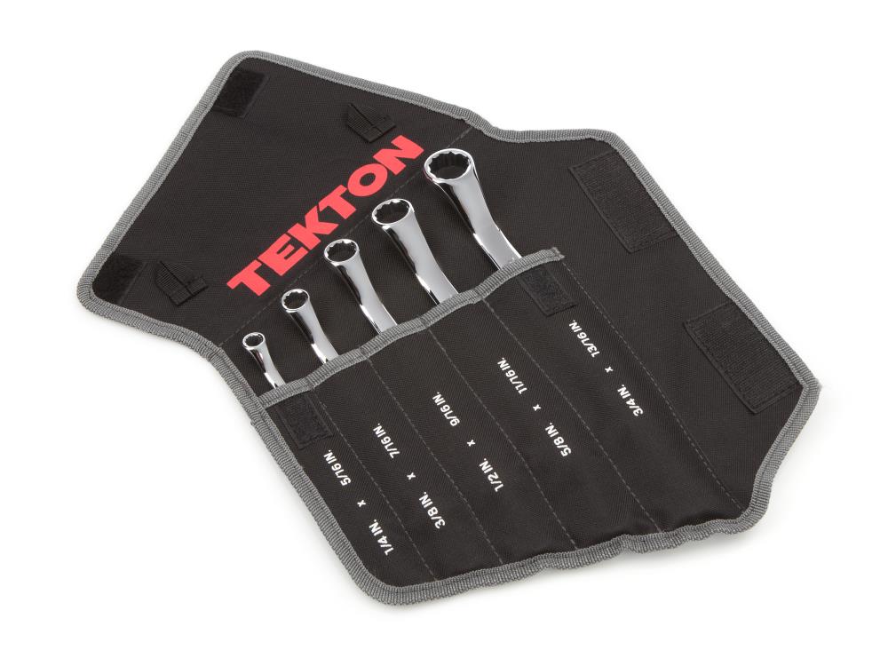 TEKTON 5 -Piece Set Standard (SAE) Offset Box end Wrench Includes Soft Case - Image 1