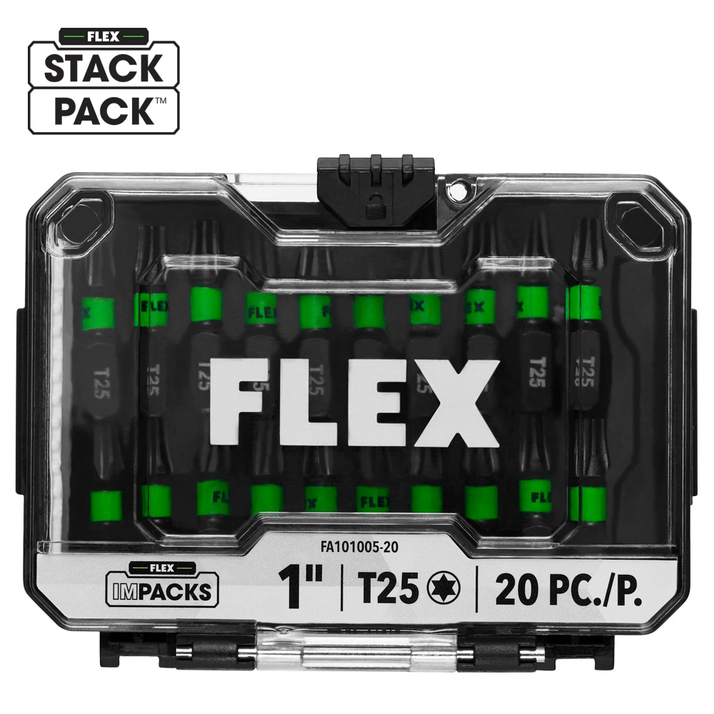 FLEX IMPACKS 1 Inch T25 Impact Driver Bit Set, 20 Pieces - Image 1