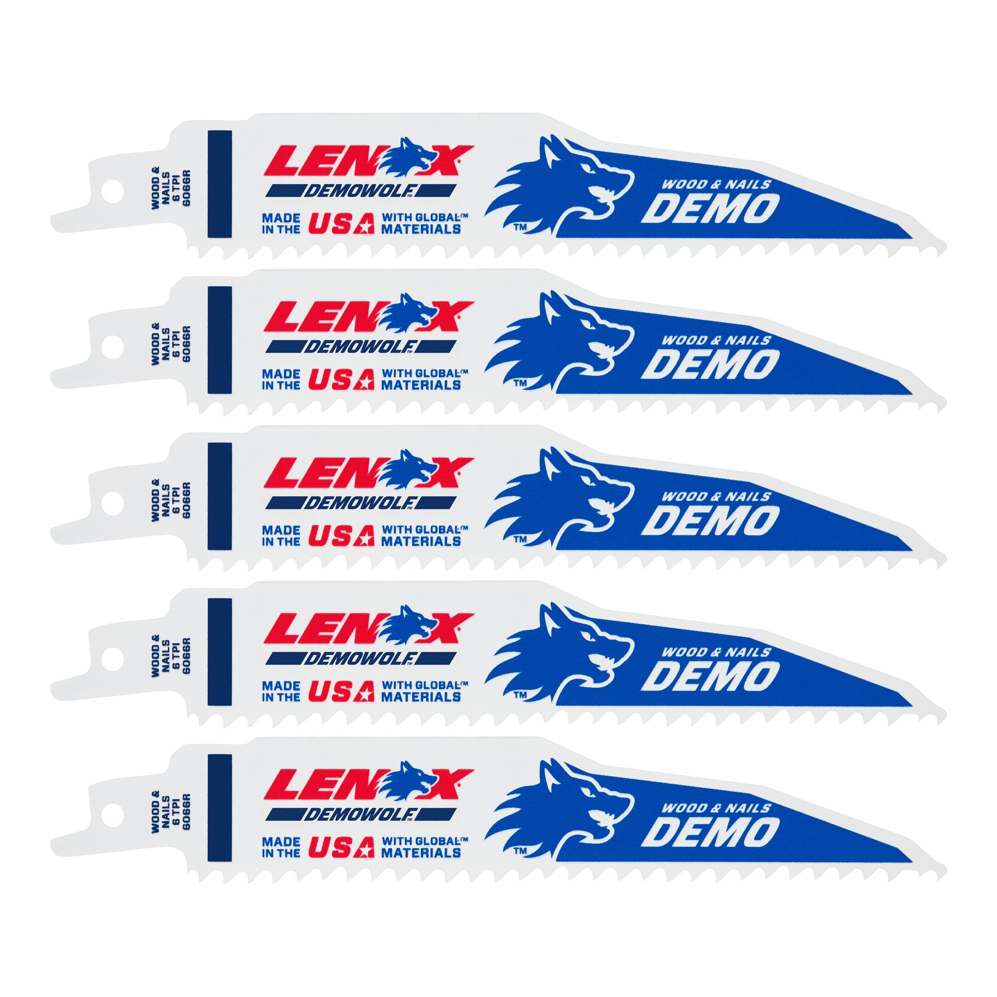 LENOX Power Blast Bi-metal 6-in 6 TPI Demolition Demolition Reciprocating Saw Blade 5 -Pack - Image 1