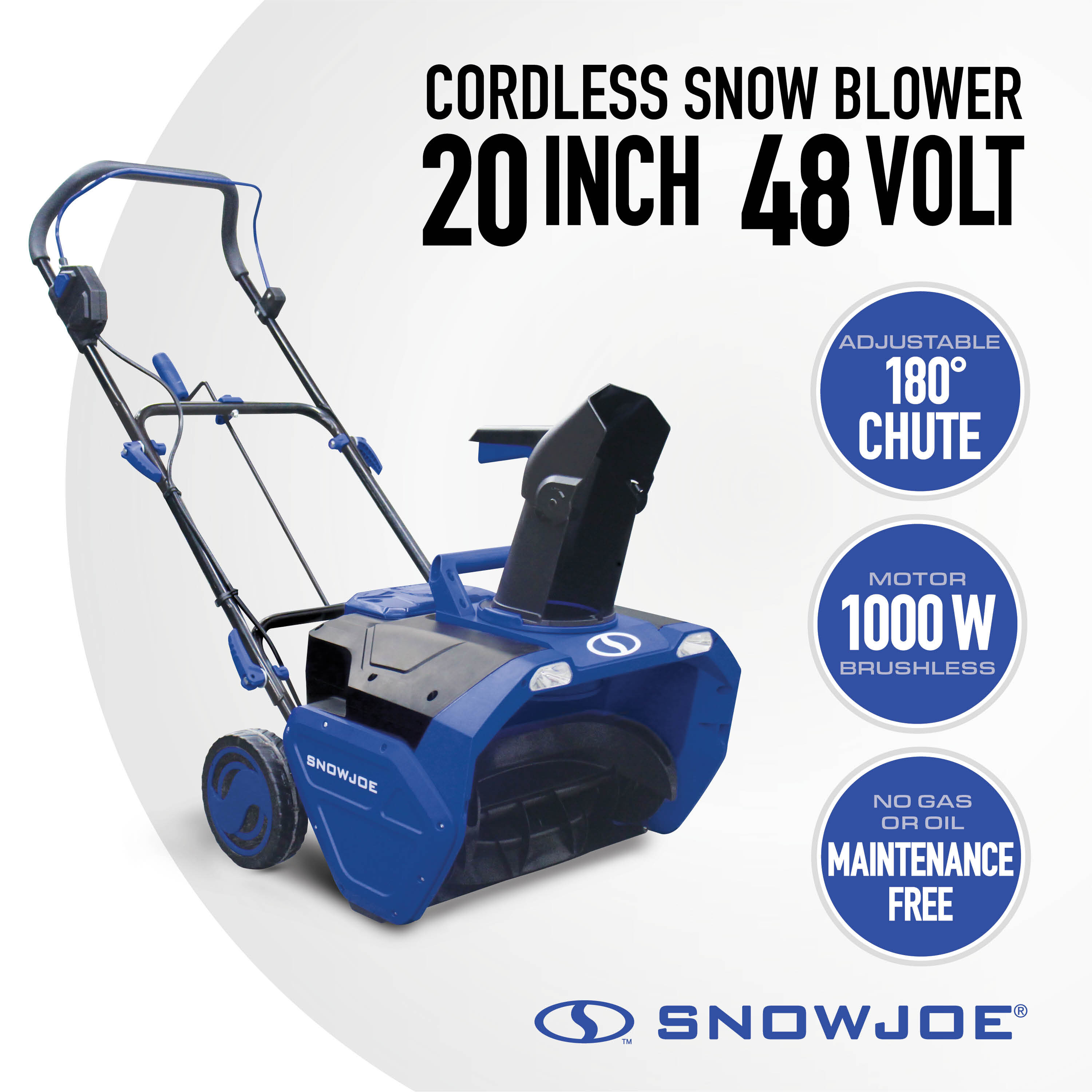 Snow Joe 48V IONMAX 20-Inch Cordless Brushless Snow Blower (2 x 24V 4.0-Ah) 24-volt 20-in Single-stage Push Battery 4.0 Ah (Battery Included) - Image 1