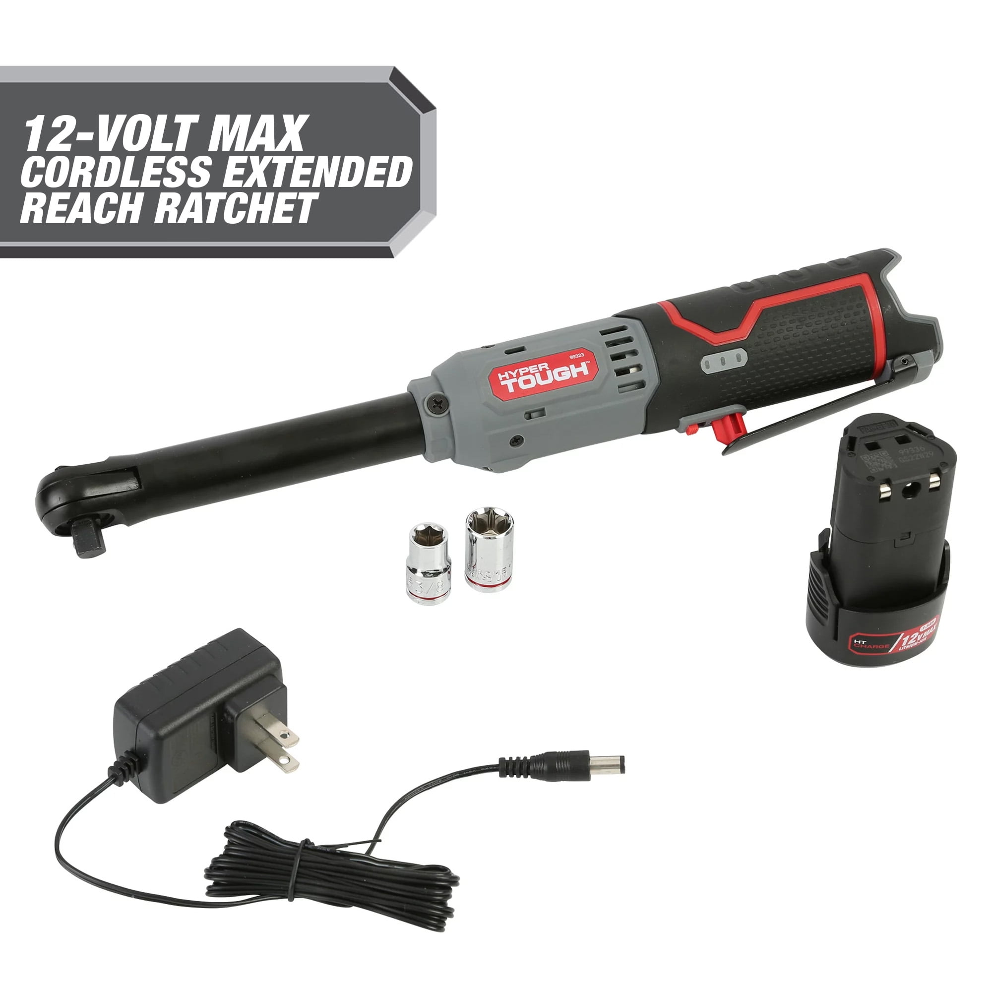 Hyper Tough 12V Max* 3/8-in Lithium-Ion Cordless Extended Reach Ratchet with 1.5Ah Battery and Charger, 99323 - Image 1