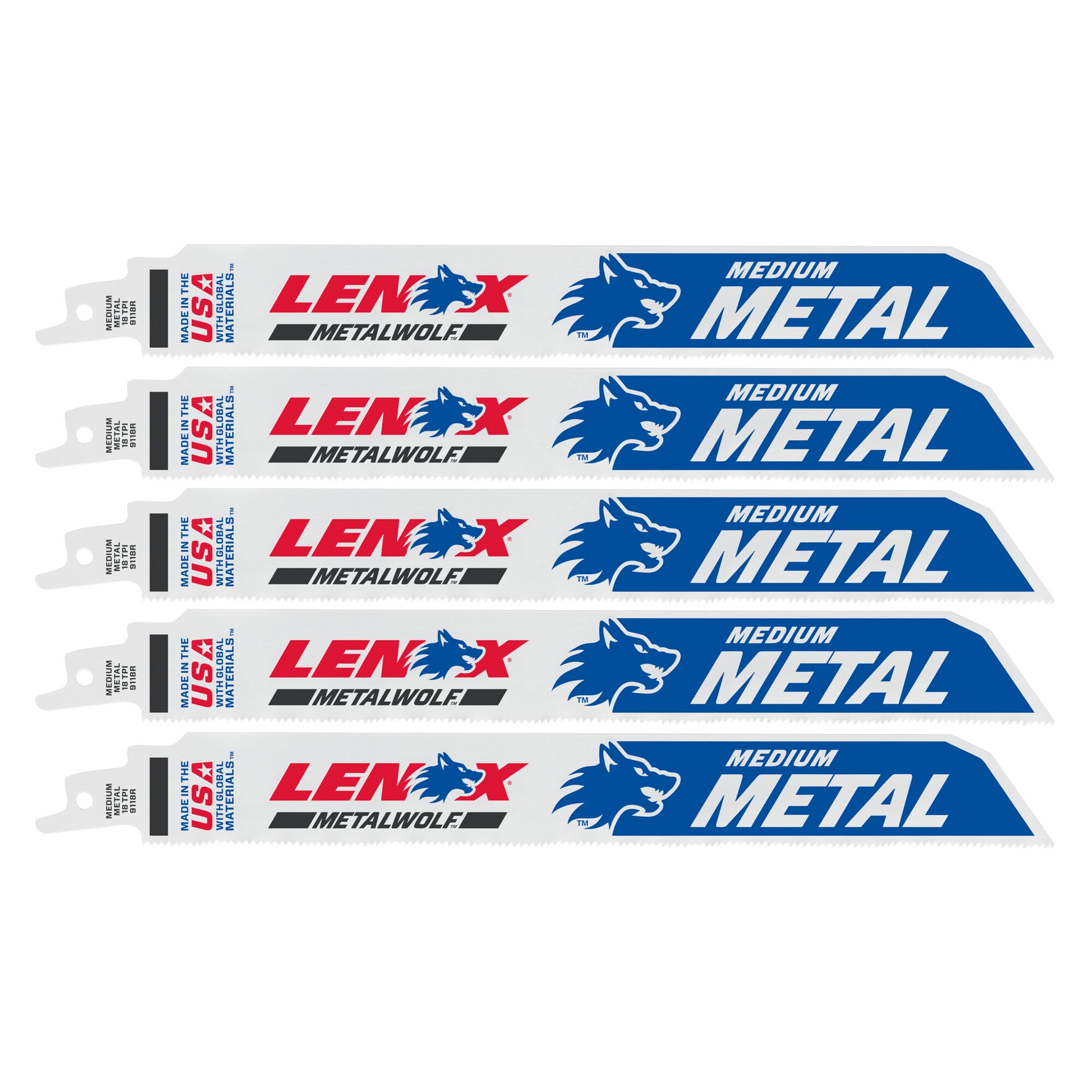 Lenox Tools LENOX Tools LAZER Metal Cutting Reciprocating Saw Blade, Bi-Metal, 9-inch, 18 TPI, 5/PK (201809118R) - Image 1