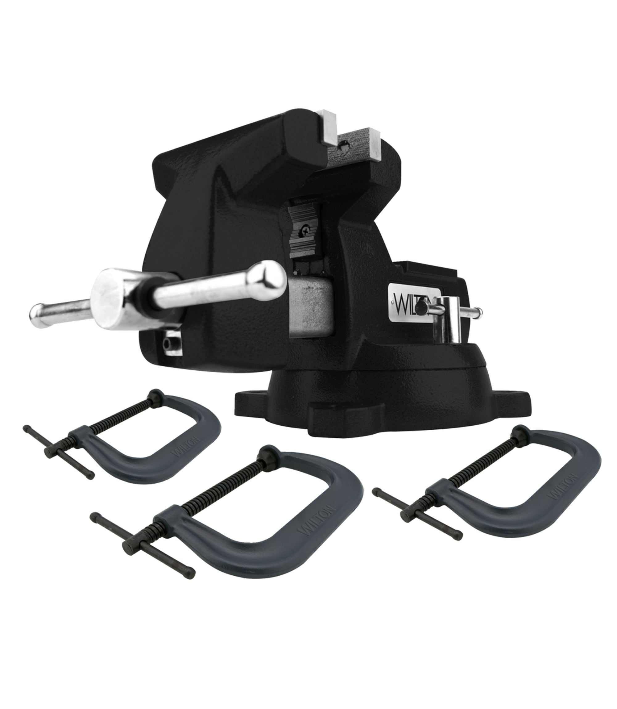 Wilton Holding Strong Kit, 6-Inch Black Mechanics Vise and 400 Series C-Clamps (21500K) - Image 1