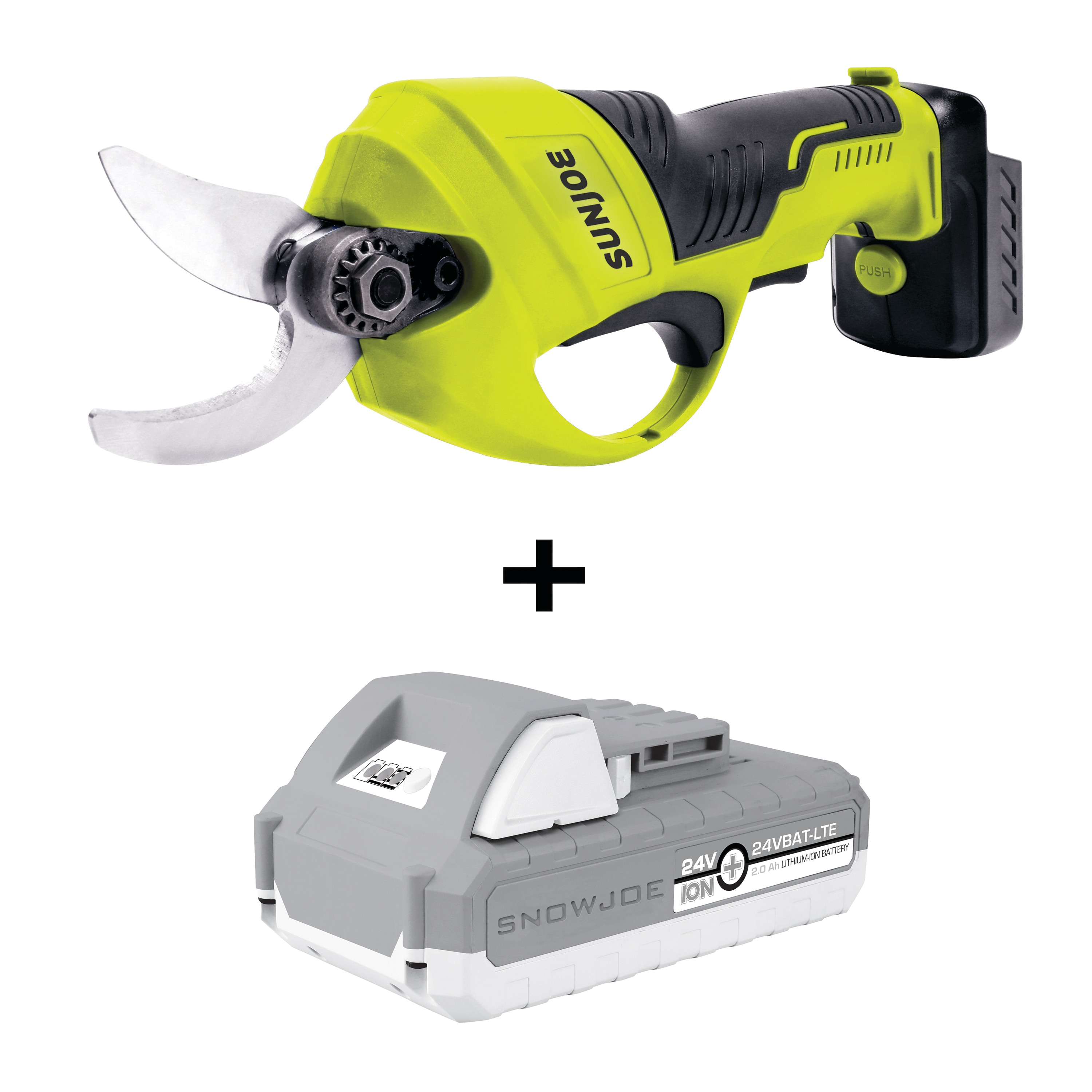 Sun Joe Cordless Handheld Pruner with Battery, Charger & Steel Blades, 80W Motor - Portable and Battery-Operated Gardening Tool Shears for Trimming Wood, Tree Branches, Twigs, and Stems, 24V-PRN1-LTE - Image 1