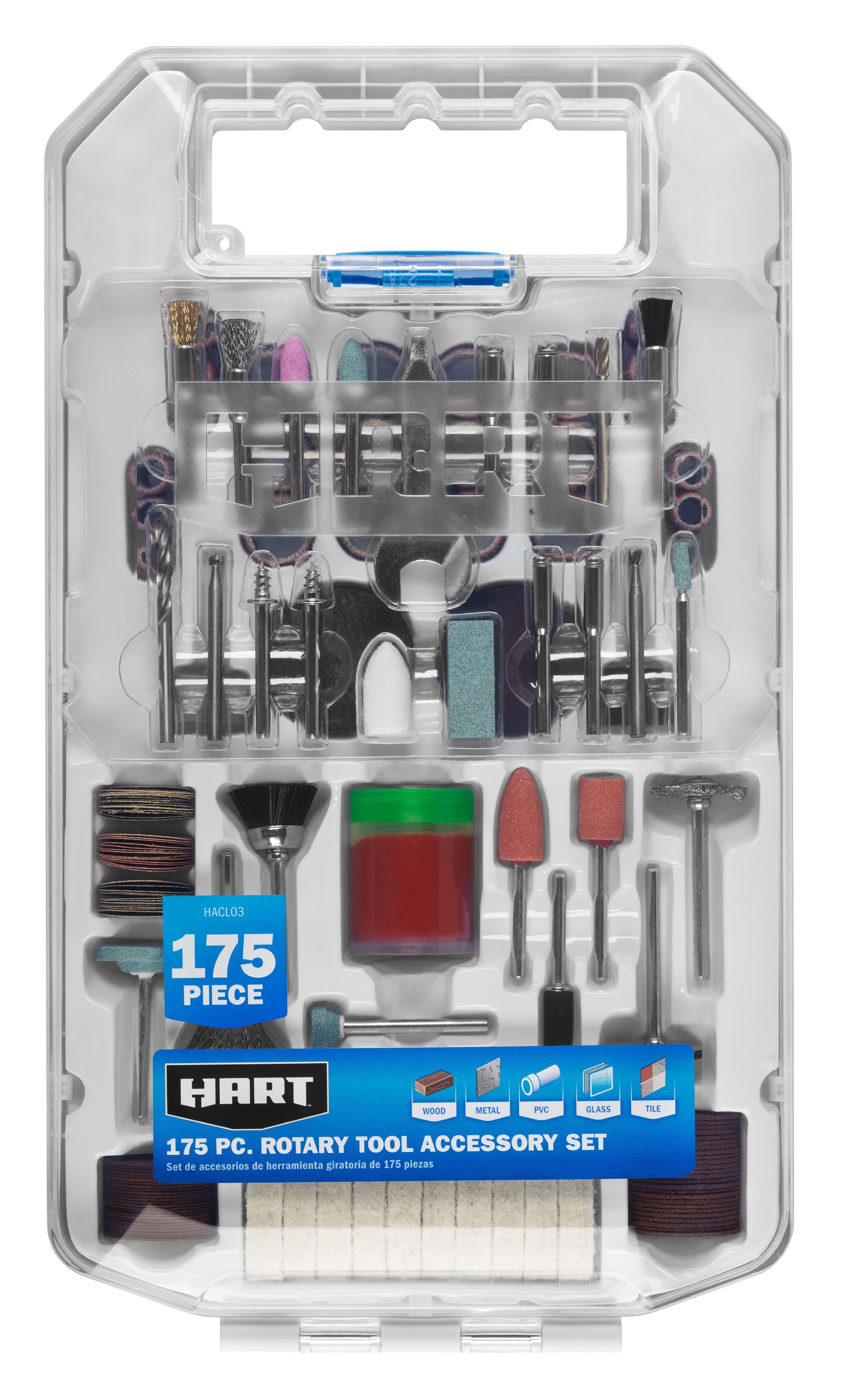 HART 175-Piece Rotary Tool Accessory Set with Protective Storage Case - Image 1