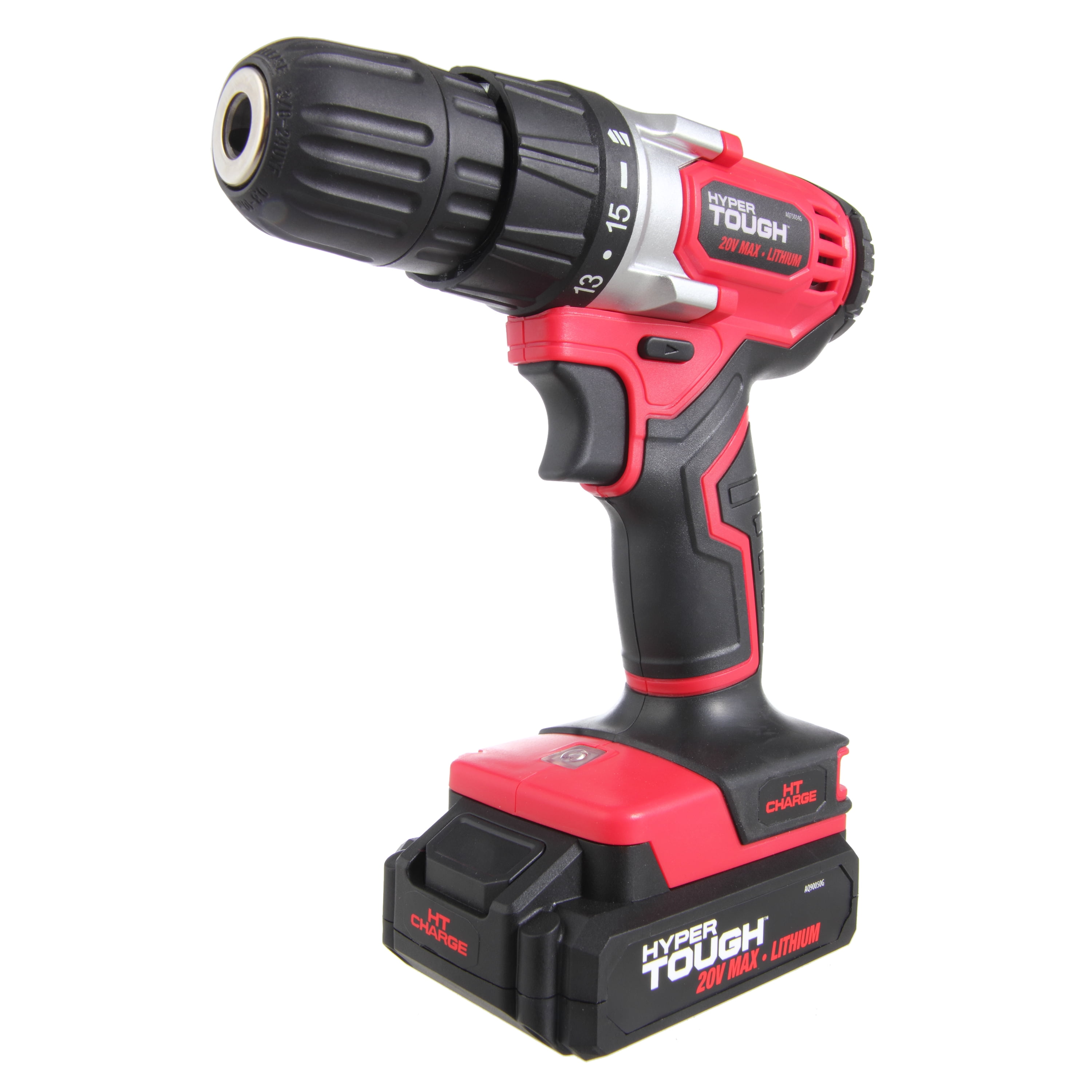 Hyper Tough 20V Max Lithium-ion Cordless Drill, 3/8 inch Chuck, Variable Speed, with 1.5Ah Lithium-ion Battery and Charger, Bit Holder & LED Light - Image 1