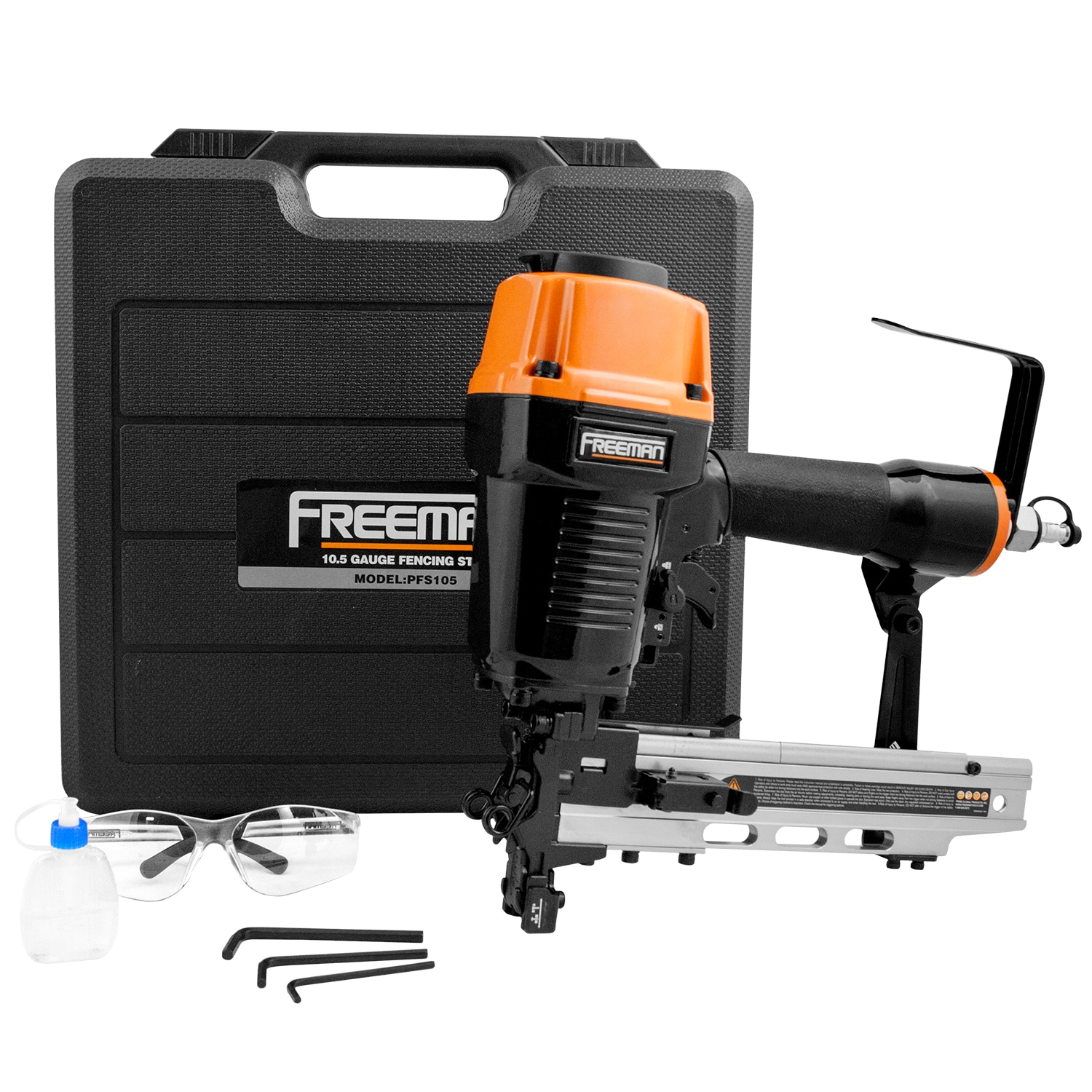 Pneumatic 10.5-Gauge 1-9/16 in. Fencing Stapler with Adjustable Metal Belt Hook and Case - Image 1