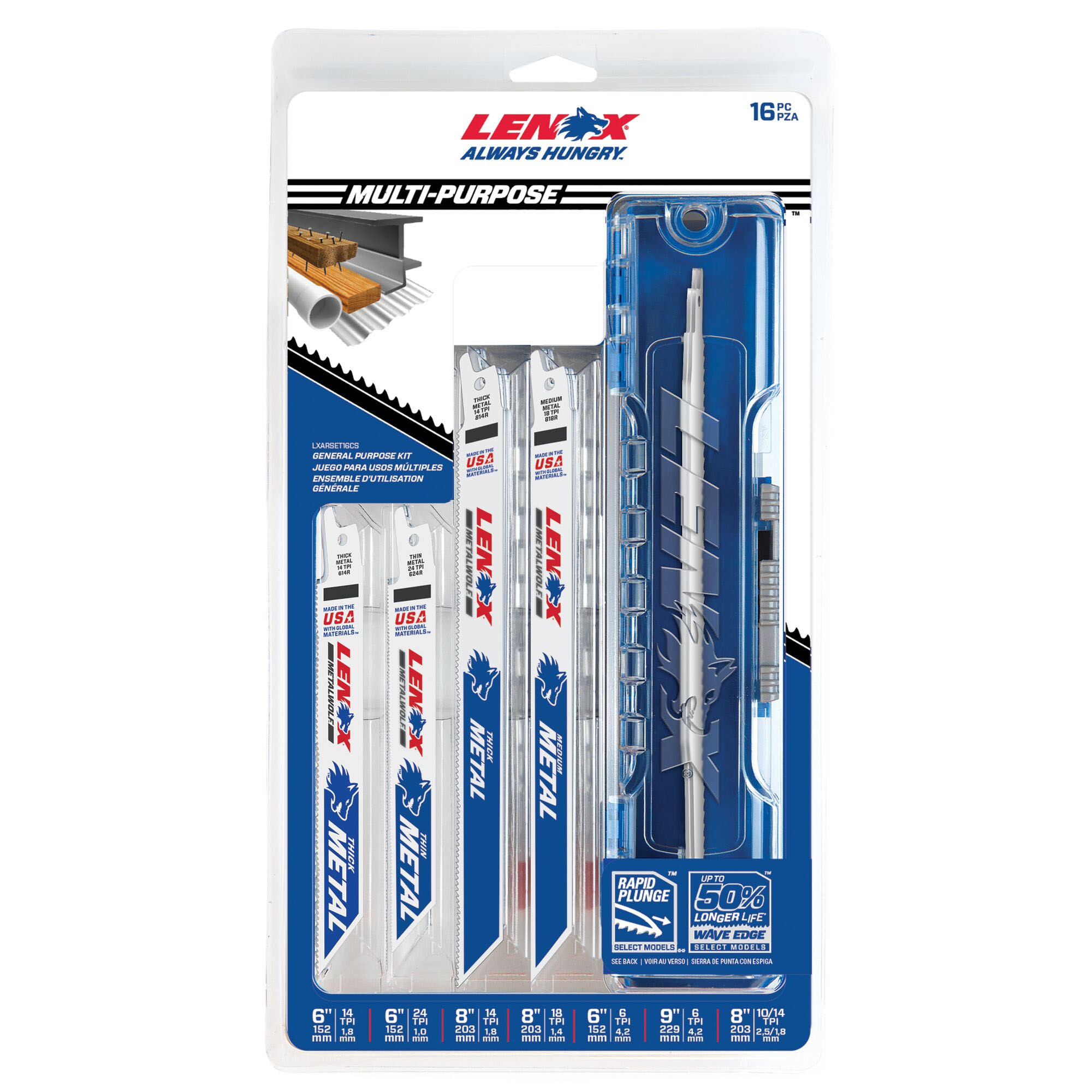 LENOX Bi-metal Wood/Metal cutting Reciprocating Saw Blade Set 16 -Pack - Image 1