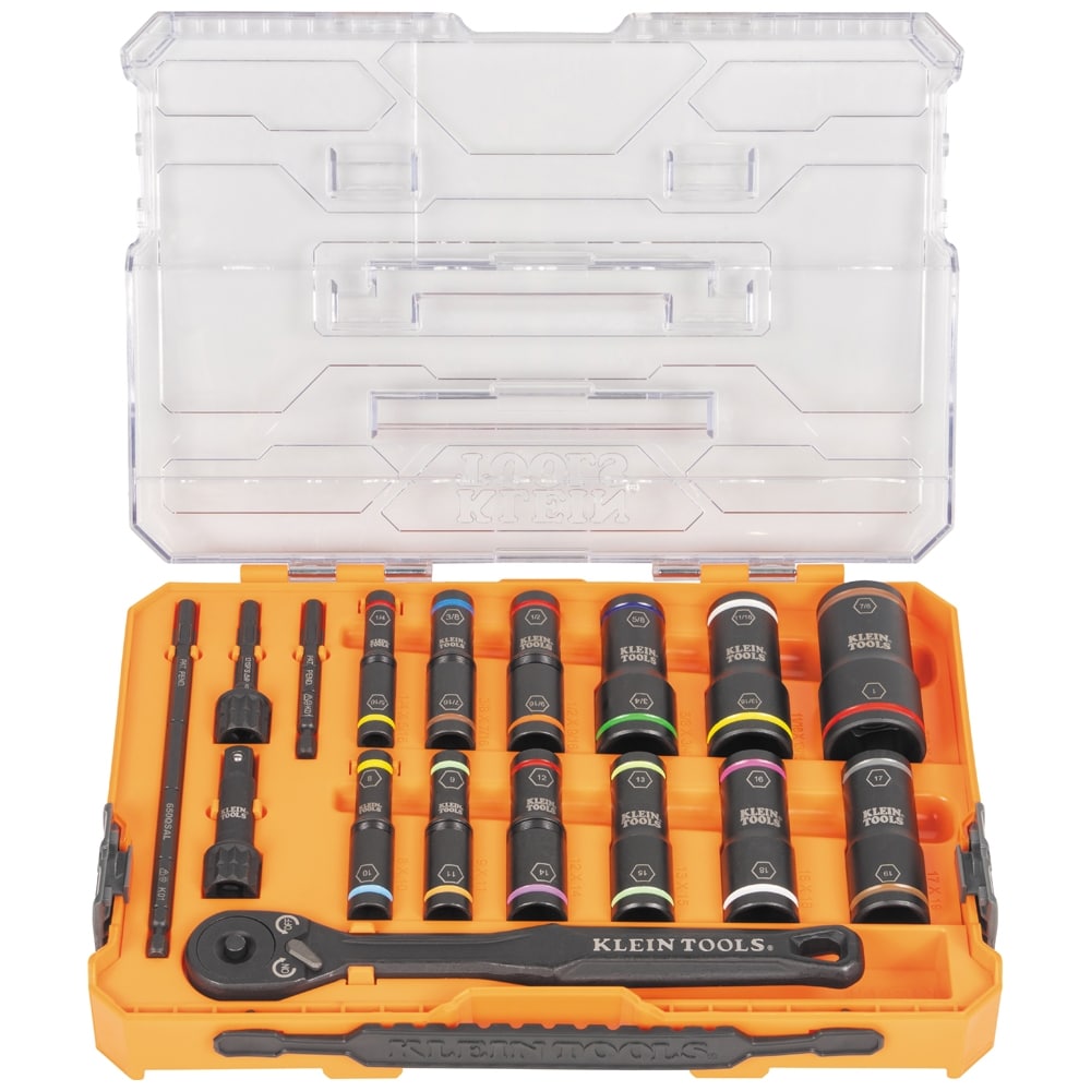 Klein Tools KNECT Flip-24 Deep-Well, Heavy-Duty Impact Socket Set, SAE and Metric - Image 1