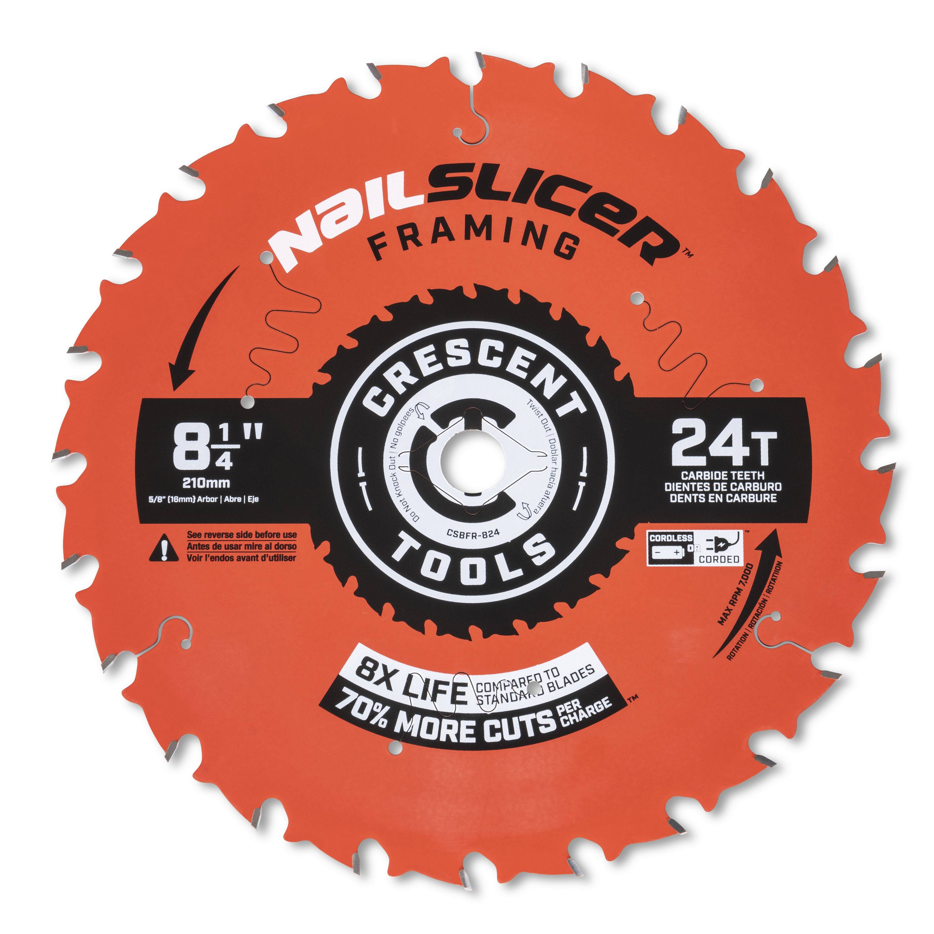 Crescent 8-1/4-in 24 -Tooth Rough Finish Carbide Framing circular saw blade Individual - Image 1