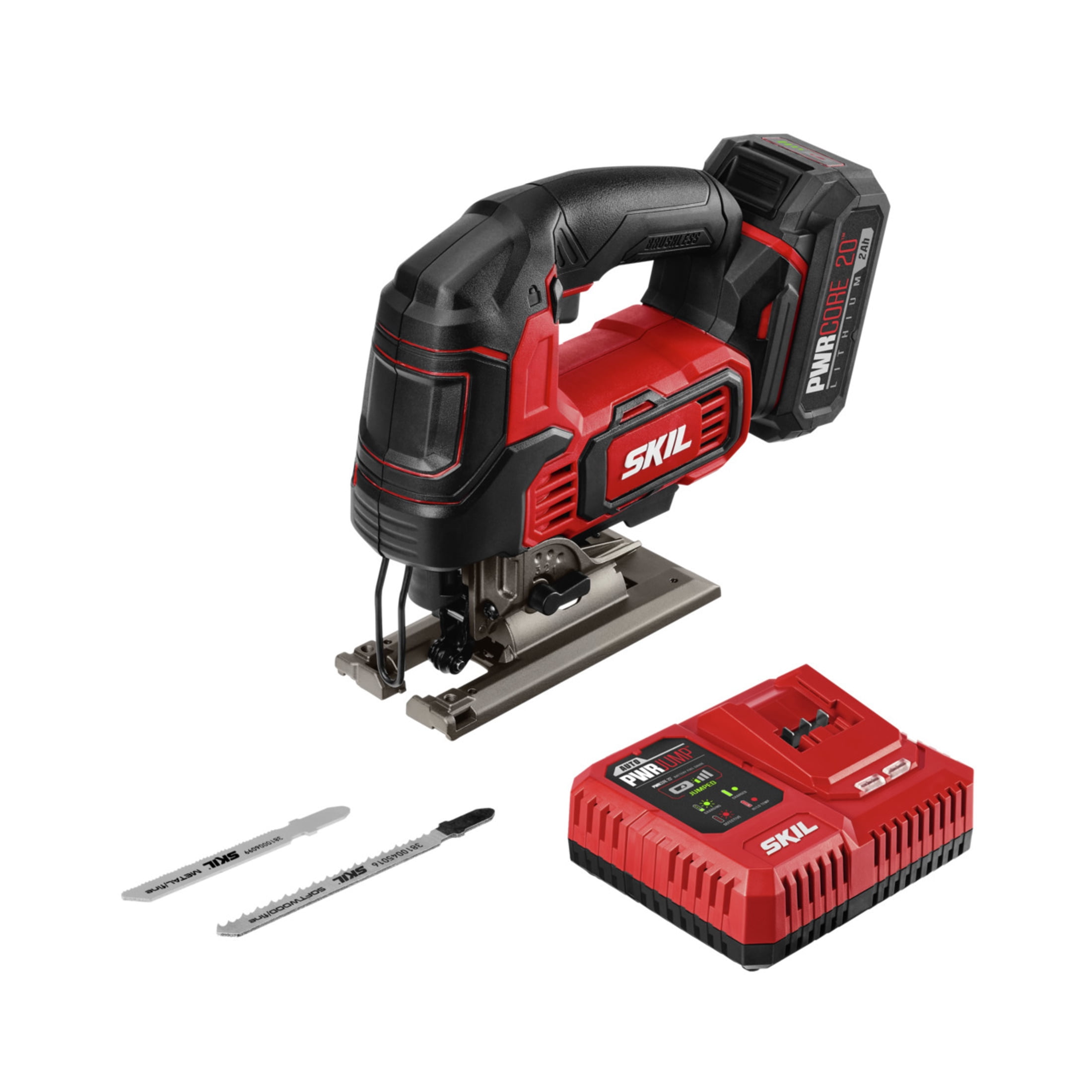 SKIL PWR CORE 20™ Brushless 20-Volt Cordless Jigsaw Kit with 2.0Ah Battery and PWR JUMP™ Charger - Image 1