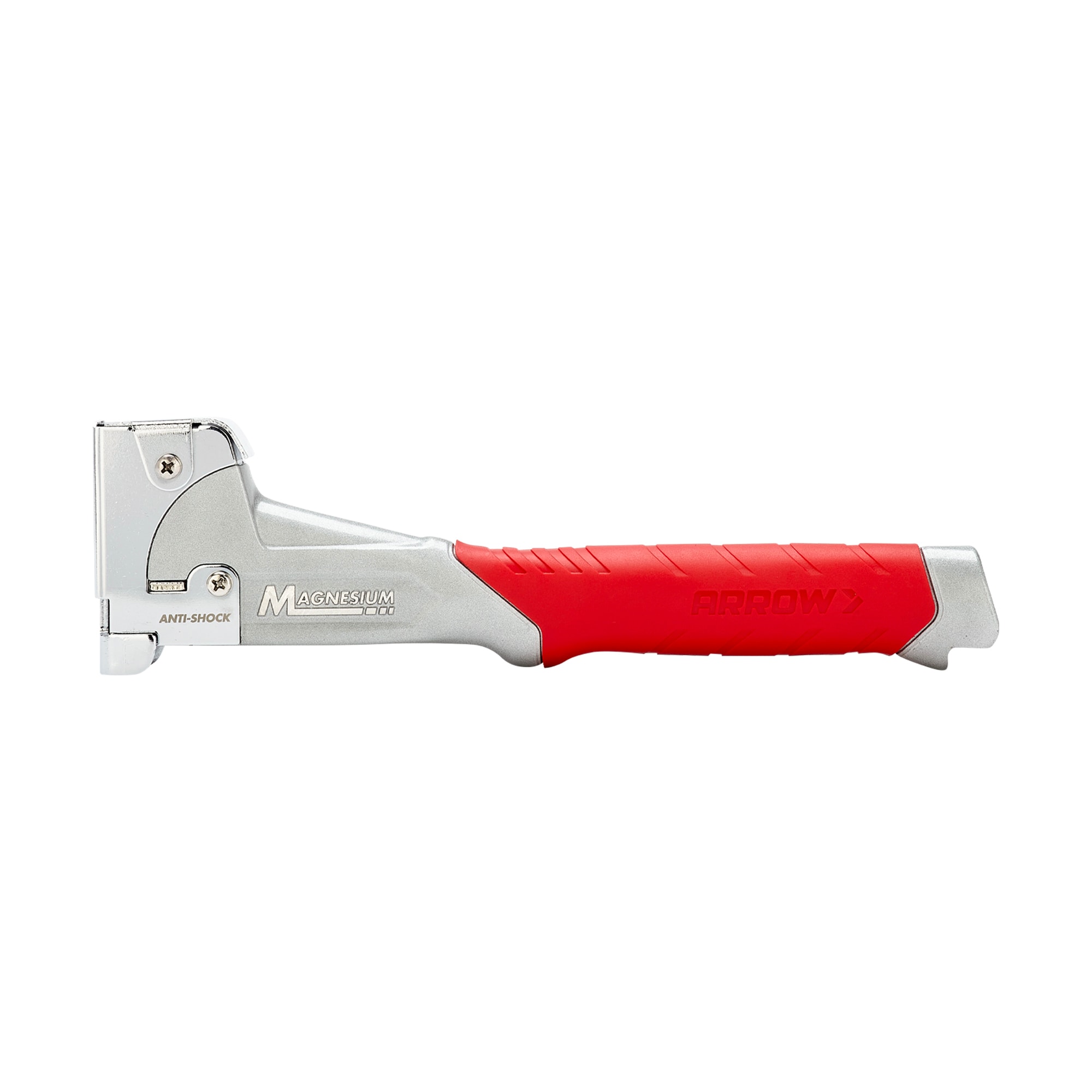 Arrow Fastener MGHTKIT-AM HT50 Heavy Duty Magnesium Hammer Tacker Kit for Insulation, Housewrap, Roofing Underlayment and Flooring, Includes 5000 508IP Staples, Silver/Red - Image 1