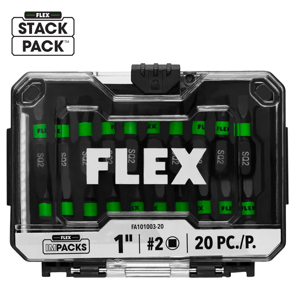 FLEX IMPACKS 1 Inch SQ2 Impact Driver Bit Set, 20 Pieces - Image 1