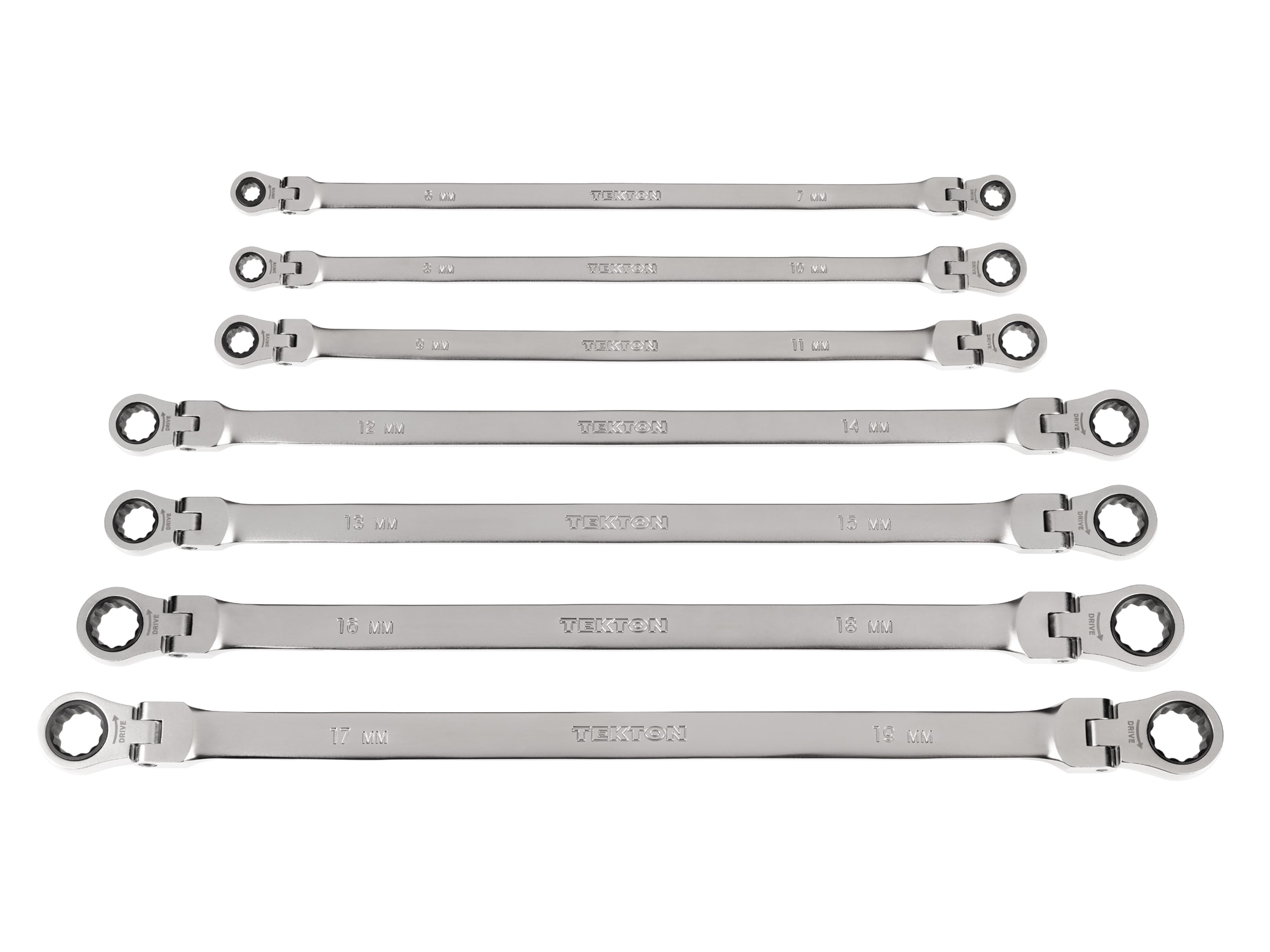 TEKTON 7 -Piece Set Metric Flexible Head Ratchet Wrench - Image 1