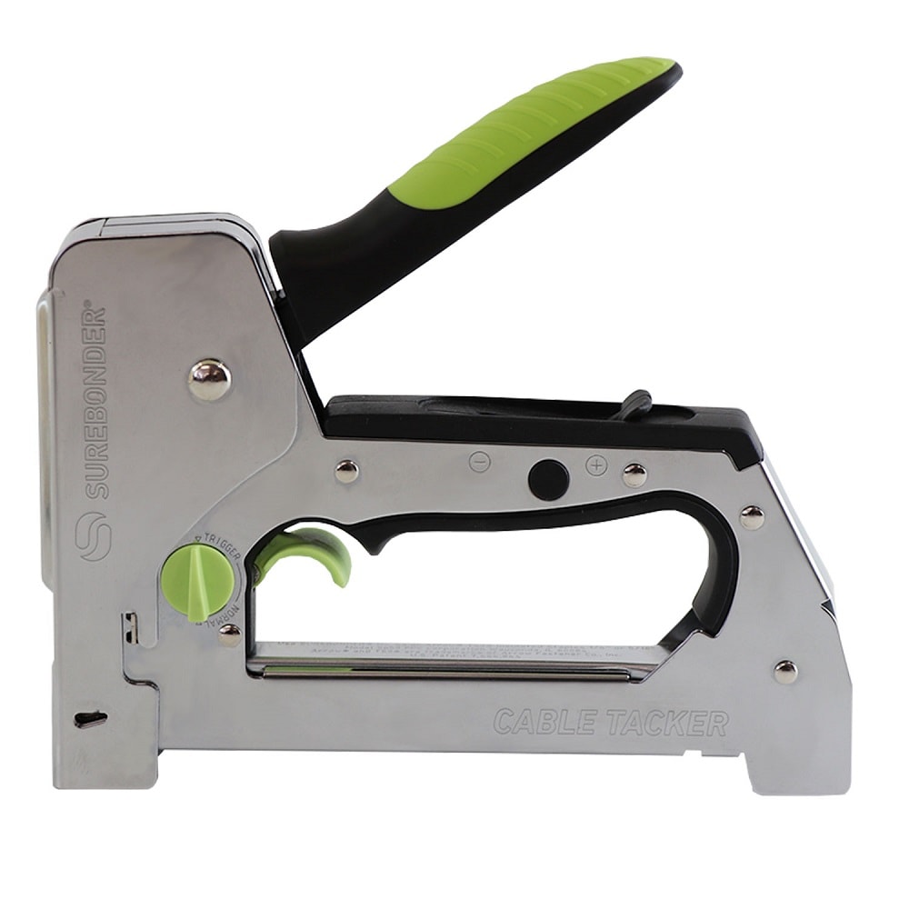 Surebonder TRIGGERFIRE Cable Tacker Staple Gun, Safely Secure Varying Low Voltage Wire Types - Coax RG6, RG59 and Ethernet Cat-5 - Two Modes: Trigger & Normal (5659) - Image 1