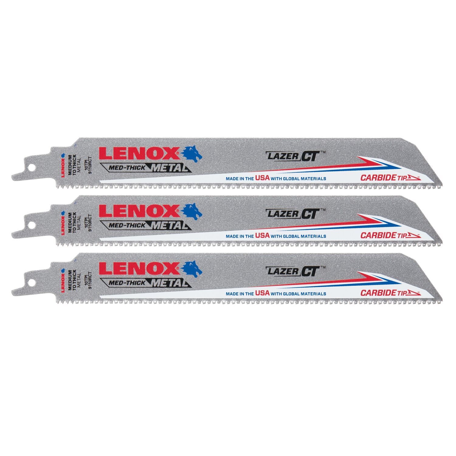 LENOX Lazer CT Carbide tooth 9-in 10 TPI Metal cutting Reciprocating Saw Blade 3 -Pack - Image 1