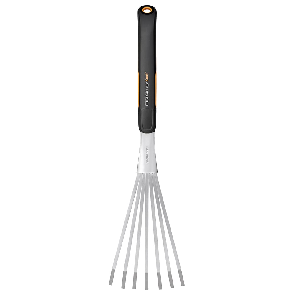 Fiskars Xact 7 Tine Garden Hand Rake with Softgrip Handle - Image 1