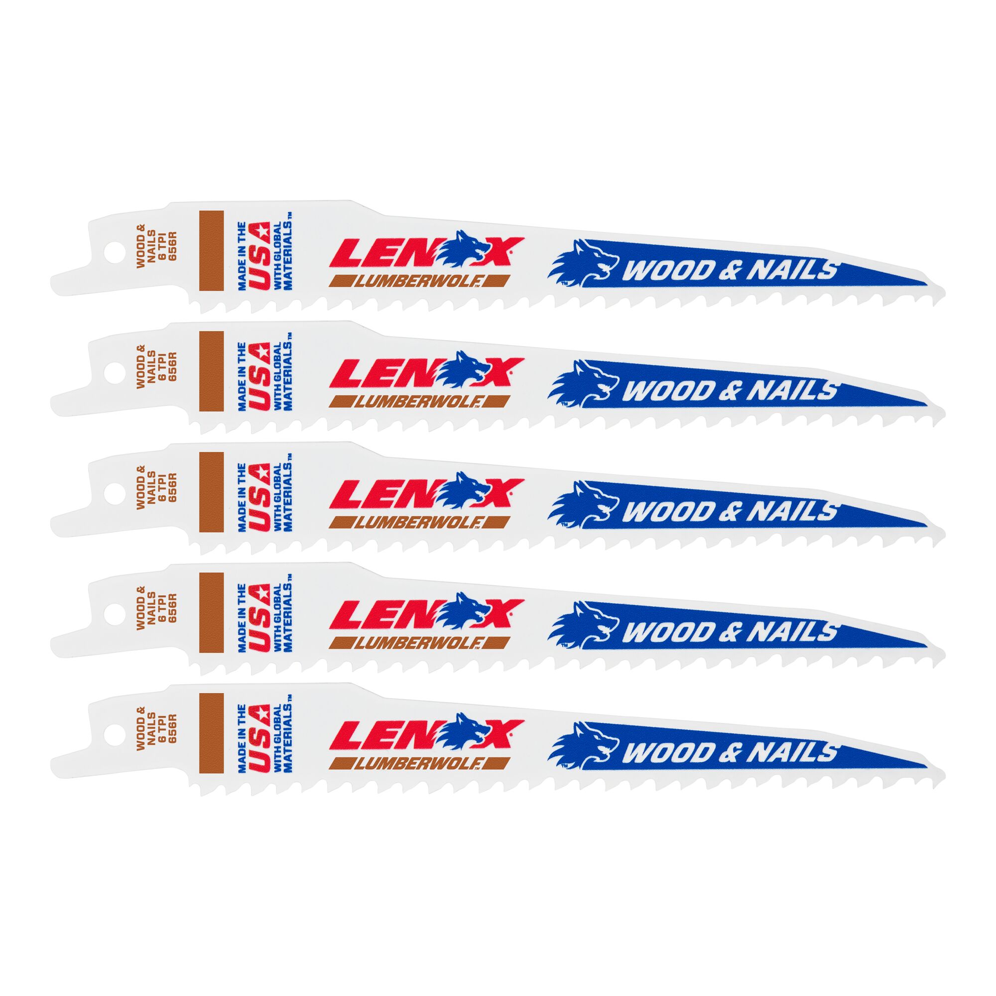 LENOX Power Blast Bi-metal 6-in 6 TPI Wood cutting Reciprocating Saw Blade 5 -Pack - Image 1