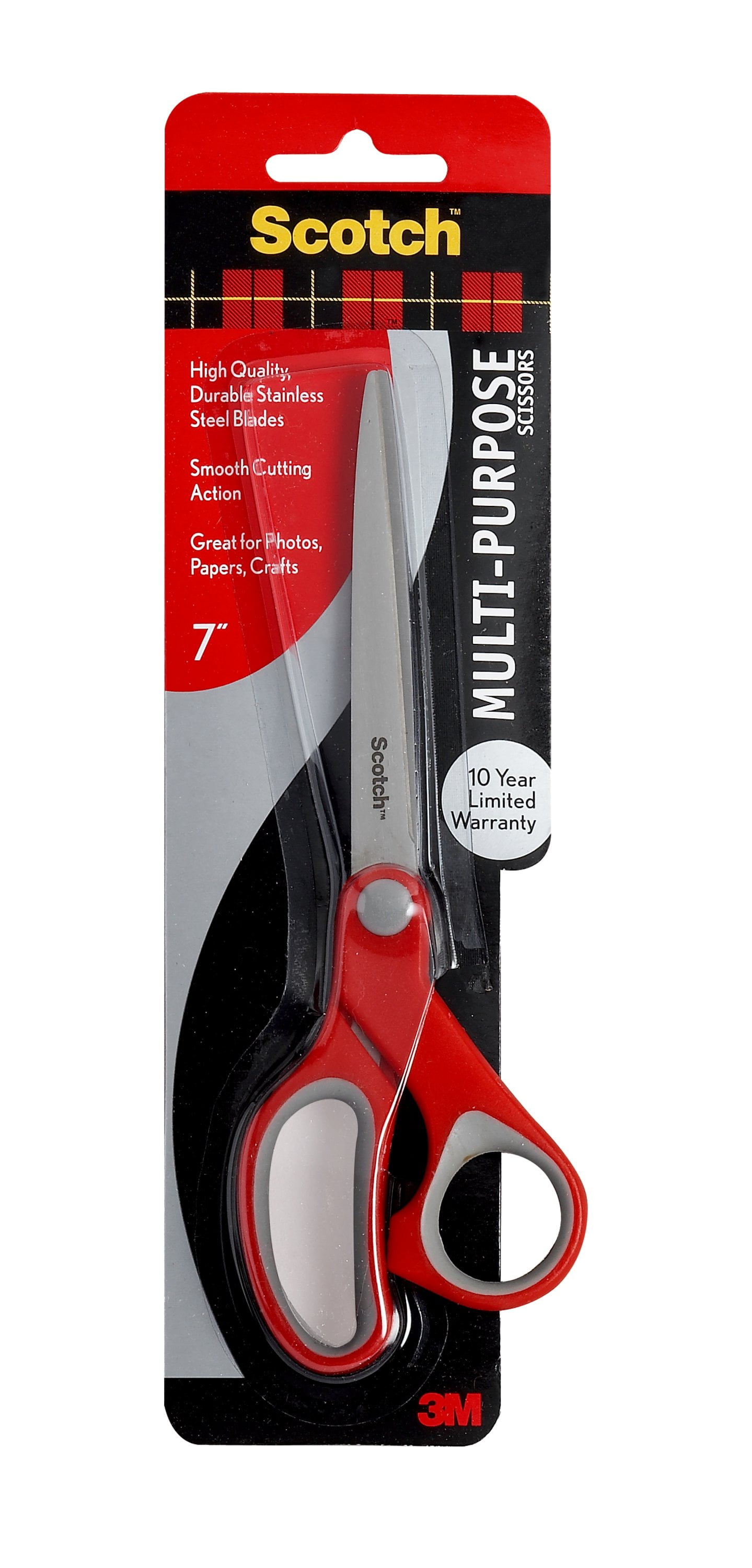 Scotch Stainless Steel Multi-Purpose Scissors, Red/Gray, 7 Inches - Image 1