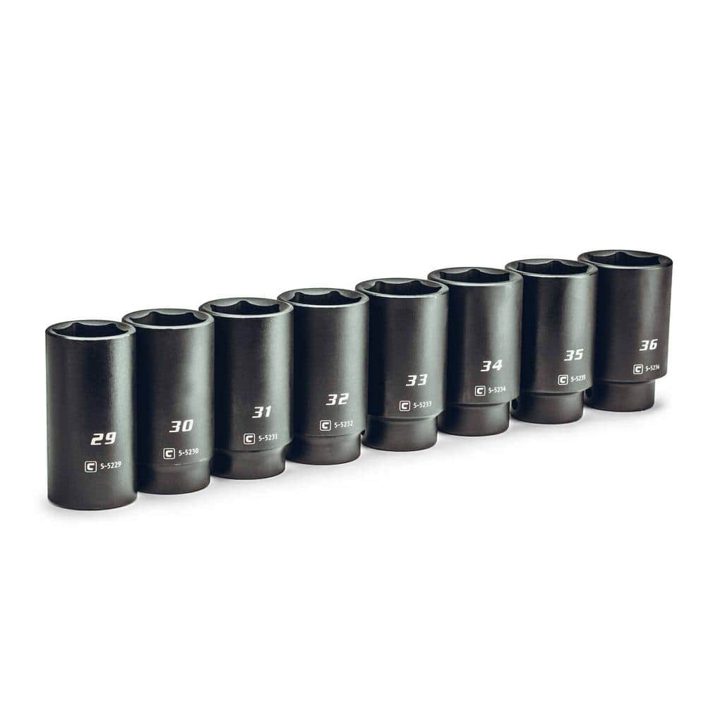 Capri Tools 1/2 in. Drive Jumbo Deep Impact Socket Set, 29 to 36 mm, Metric, 8-Piece - Image 1