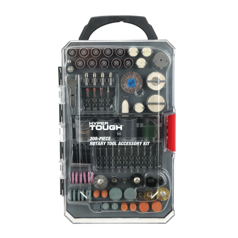 Hyper Tough 208 Piece Rotary Tool Accessory Kit with Storage Case, product accessories included - Image 1