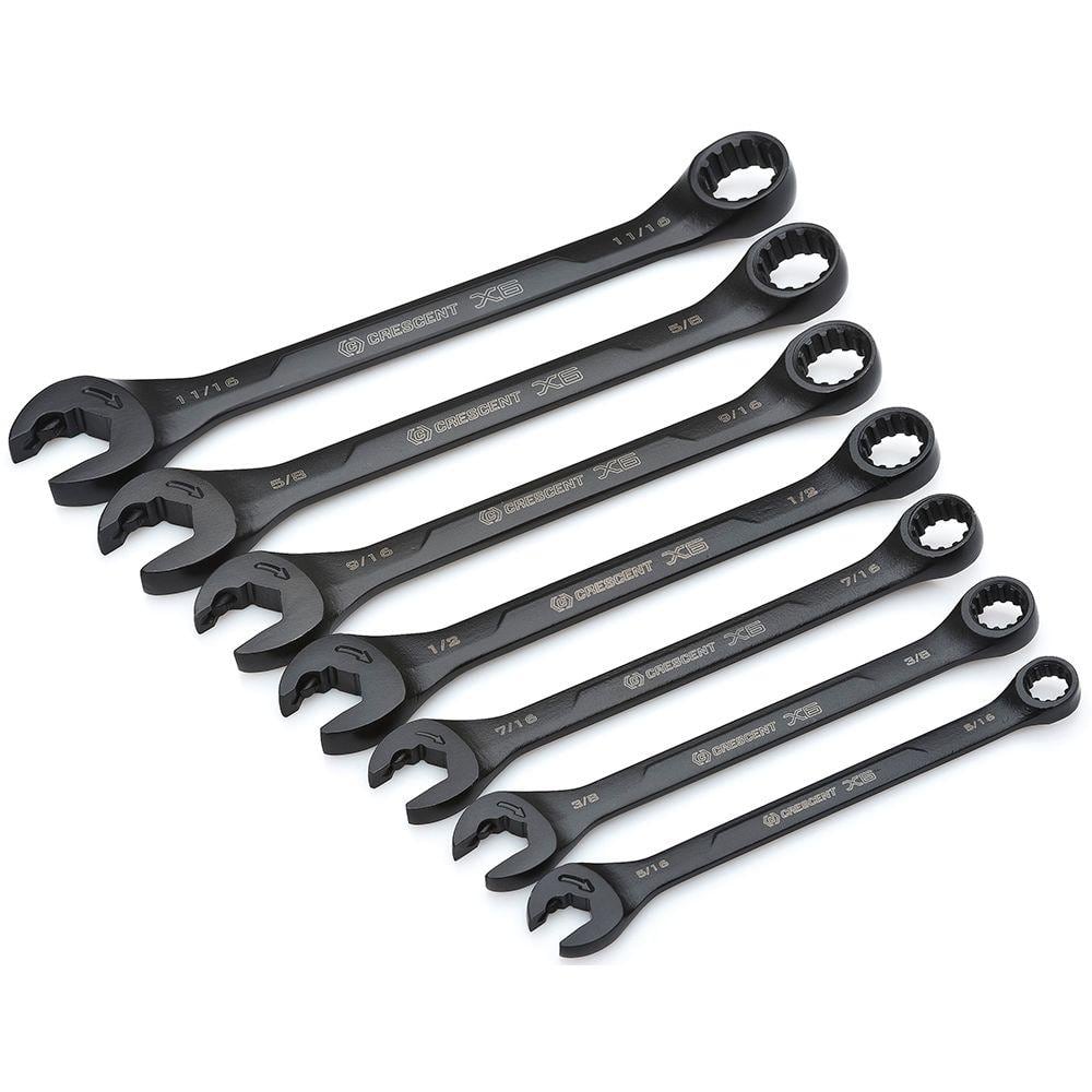 X6 SAE Ratcheting Open End Combination Wrench Set with Storage Rack (7-Piece) - Image 1
