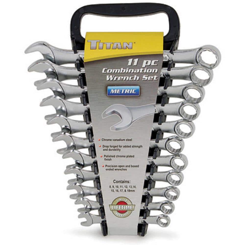 Titan 17328 11-Piece Metric Raised Panel Combination Wrench Set - Image 1