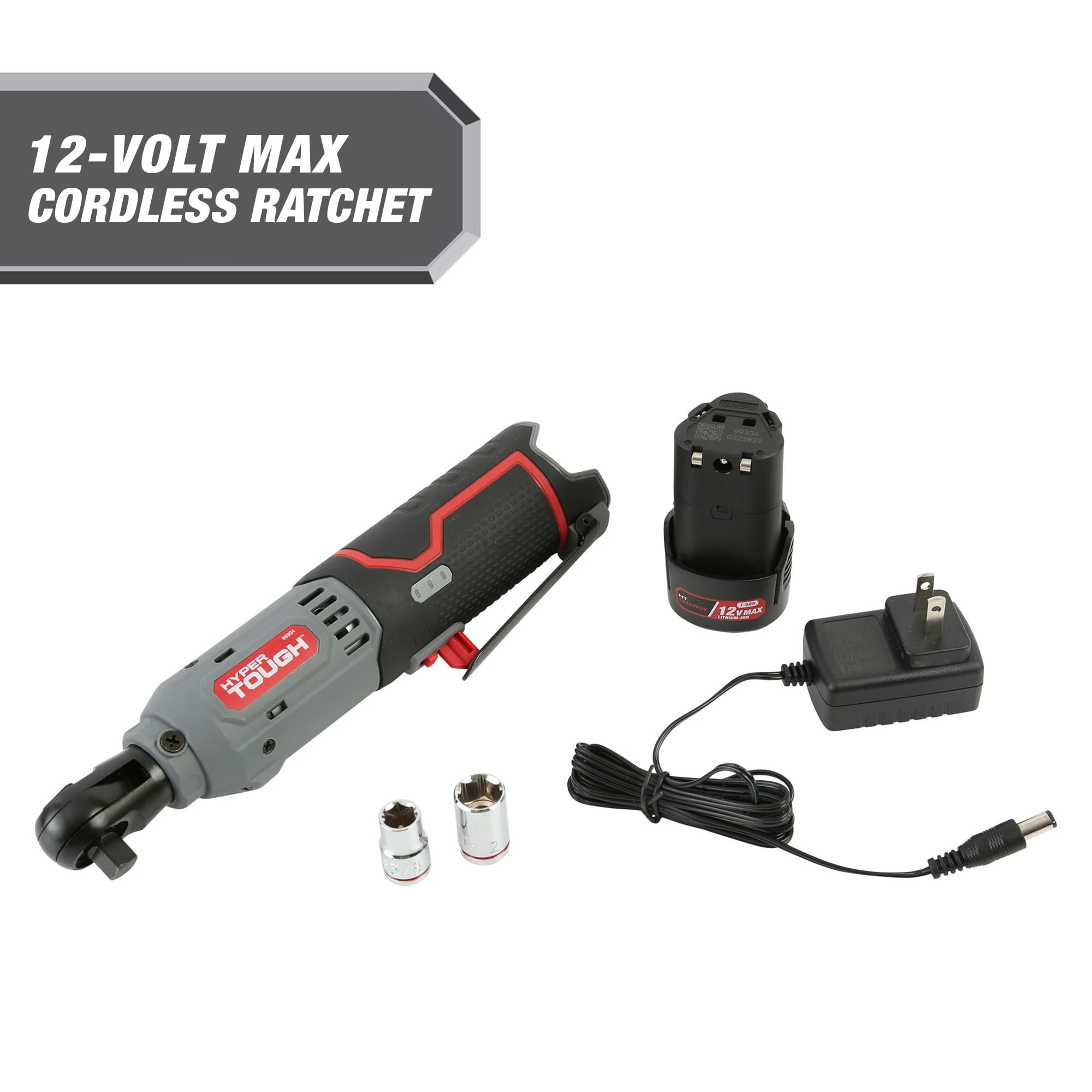 Hyper Tough 12V Max* Lithium-Ion Cordless 3/8-Inch Ratchet with 1.5Ah Battery and Charger, Model 98804 - Image 1