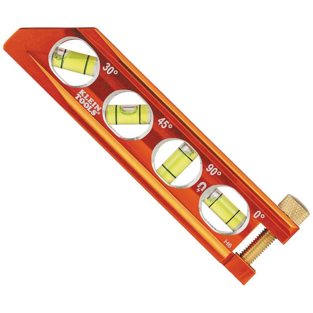 Klein Tools 935AB4V Level, 6-Inch Magnetic Torpedo and Conduit Level with 0/30/45/90 Degree Vials, V-Groove and Magnet Track, High Visibility Orange - Image 1