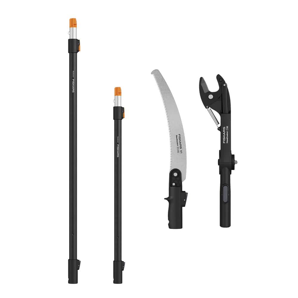 Fiskars XtendControl Extendable Tree Pruner (12 ft), Pole Saw, Adjustable Branch Trimmer with 15" X1 Saw, 3-6 ft Extension Poles, and Secure Locking System for Precision Cutting - Image 1
