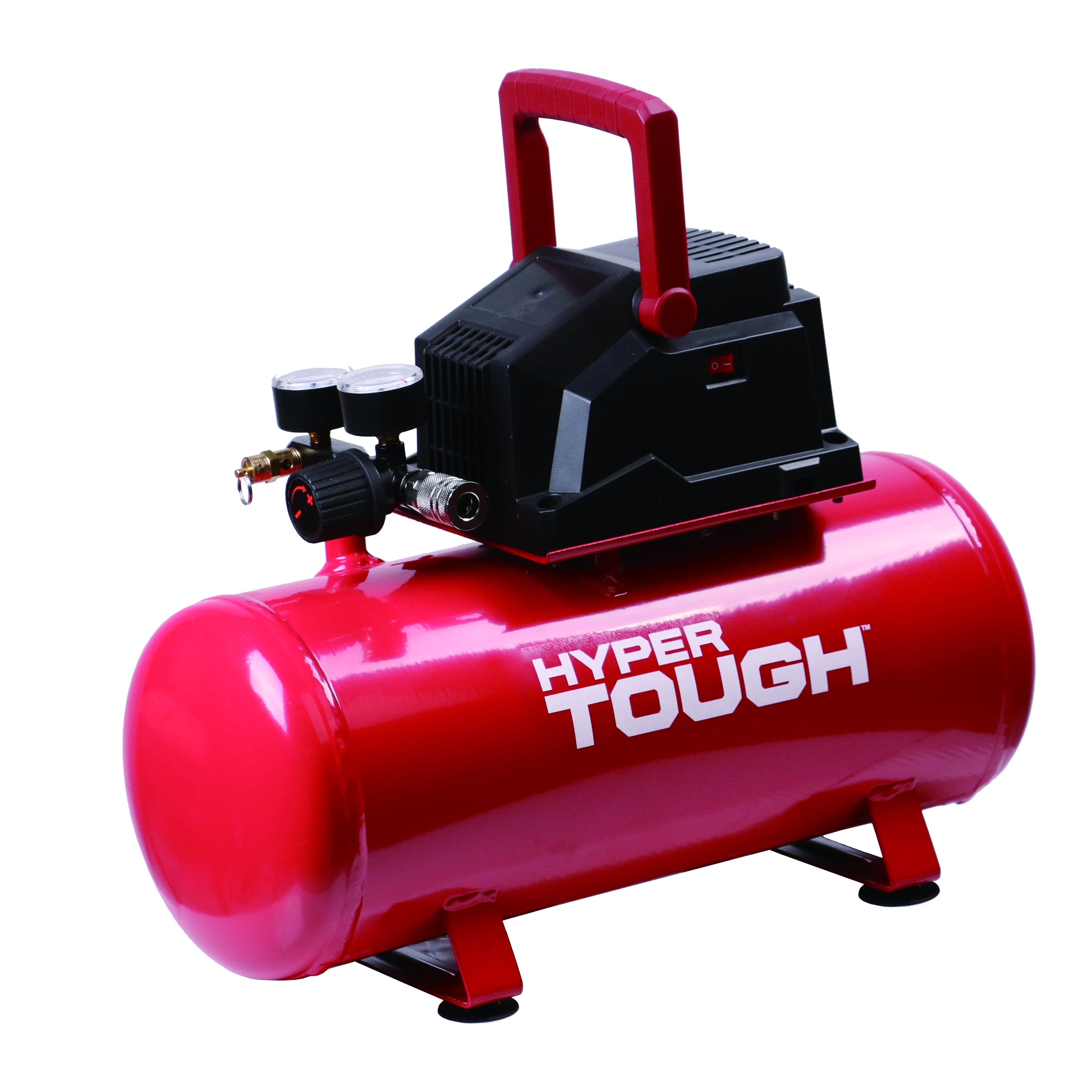 Hyper Tough 3 Gallon Oil Free Portable Air Compressor, 100PSI, Red - Image 1