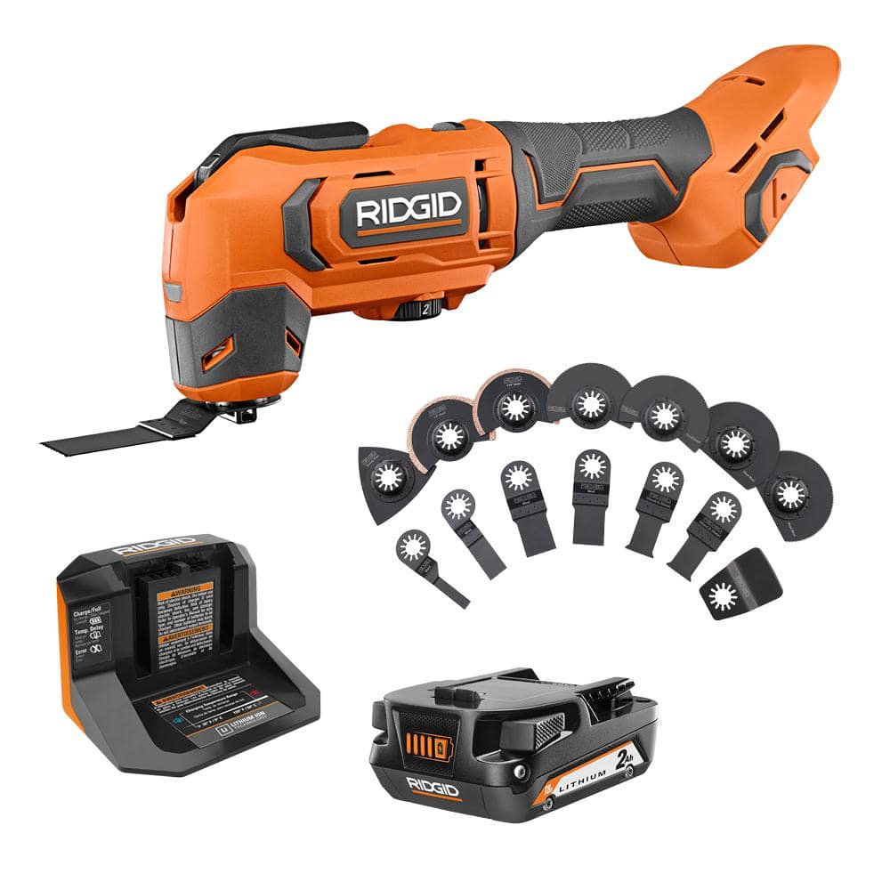 18V Cordless Oscillating Multi-Tool w/ 2.0 Ah Battery, Charger, and 14-Piece Oscillating Multi-Tool Blade Accessory Kit - Image 1