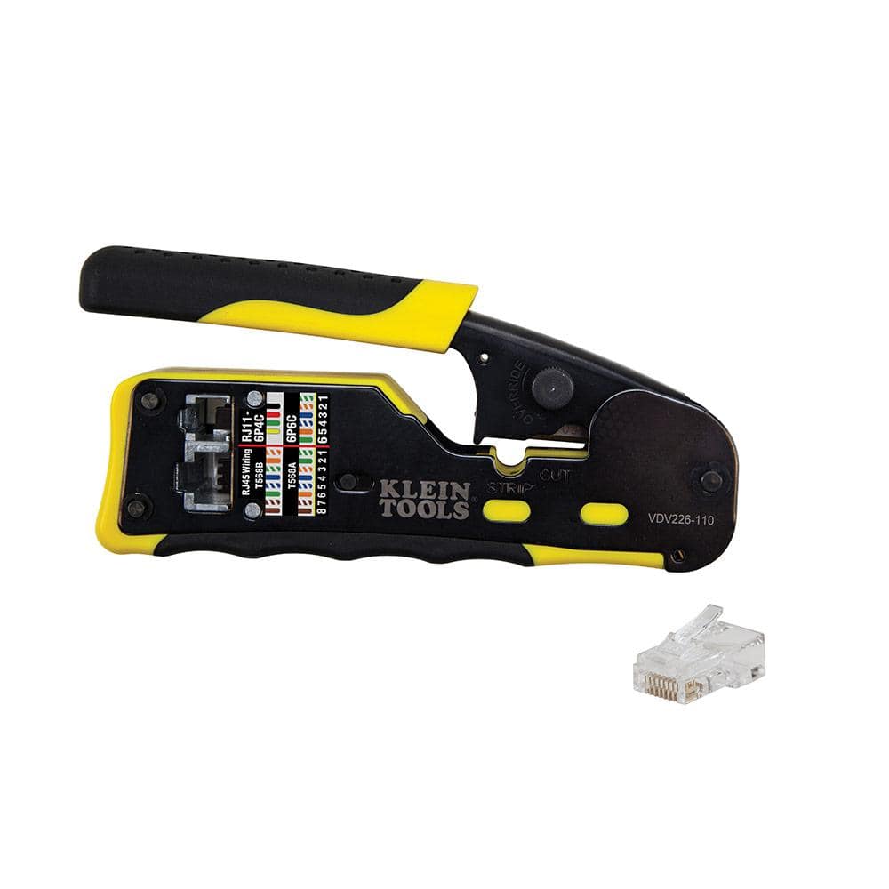 Ratcheting Pass-Thru Modular Crimper and (20-Pack) Pass-Thru Modular Data Plugs CAT5e - Image 1