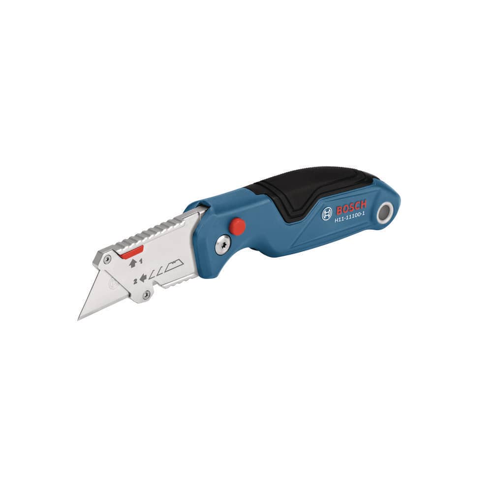 Folding Utility Knife with Integrated Blade Storage, Thumb Rest, and Includes Belt Clip, Strap Cutter, 3-Blades - Image 1
