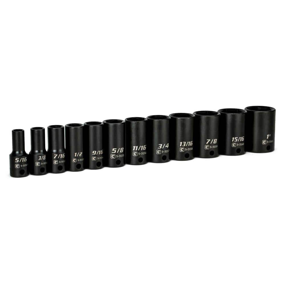 3/8 in. Drive Semi-Deep Impact Sockets Set, SAE, 5/16 to 1 in., 12-Piece - Image 1
