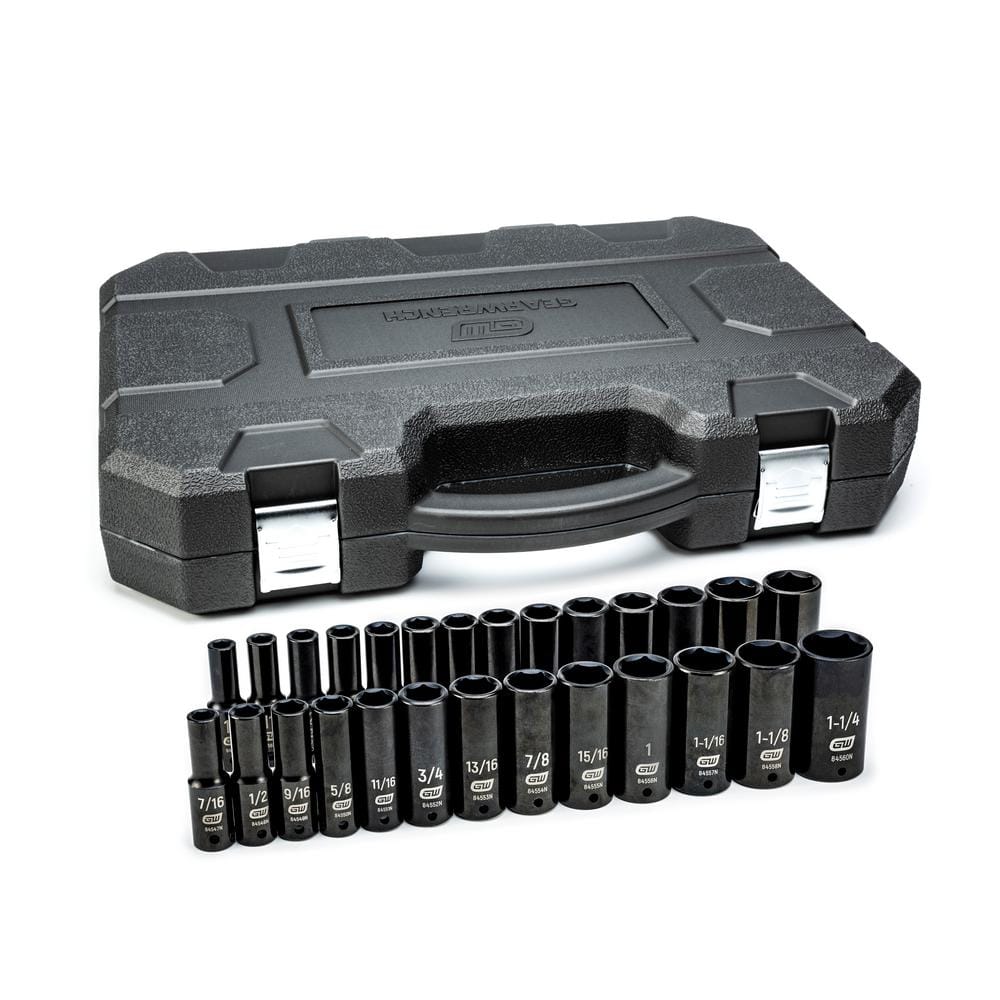 1/2 in. Drive 6-Point SAE/Metric Deep Impact Socket Set (27-Piece) - Image 1