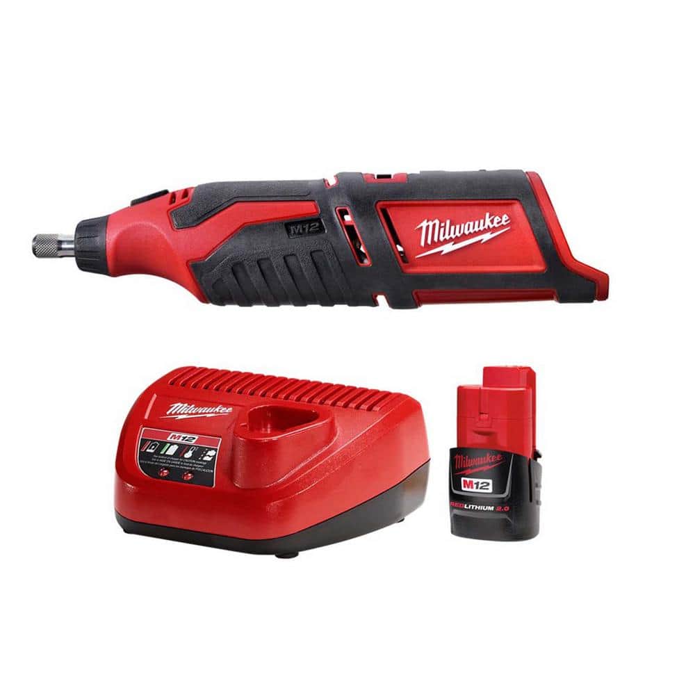 M12 12V Lithium-Ion Cordless Rotary Tool w/Compact Battery Pack 2.0Ah and Charger Starter Kit - Image 1