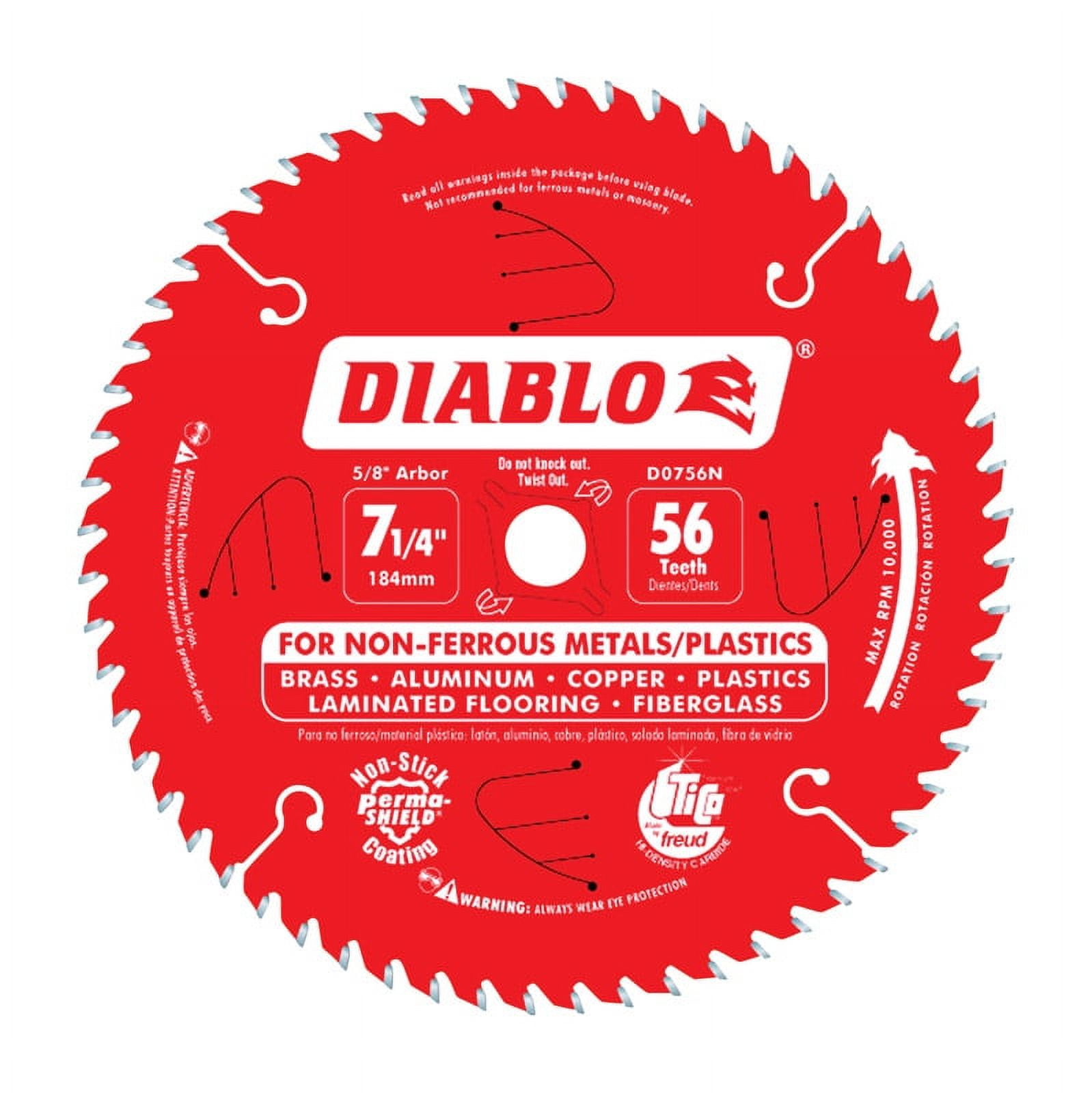 Diablo 7-1/4 in. Dia. x 5/8 in. Carbide Tip Titanium Circular Saw Blade 56 teeth 1 pc. - Image 1