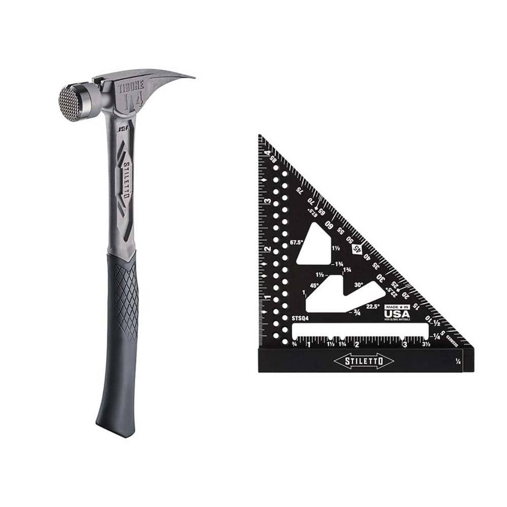 14 oz. TiBone Milled Face with Curved Handle with 4.5 in. Trim Square (2-Piece) - Image 1