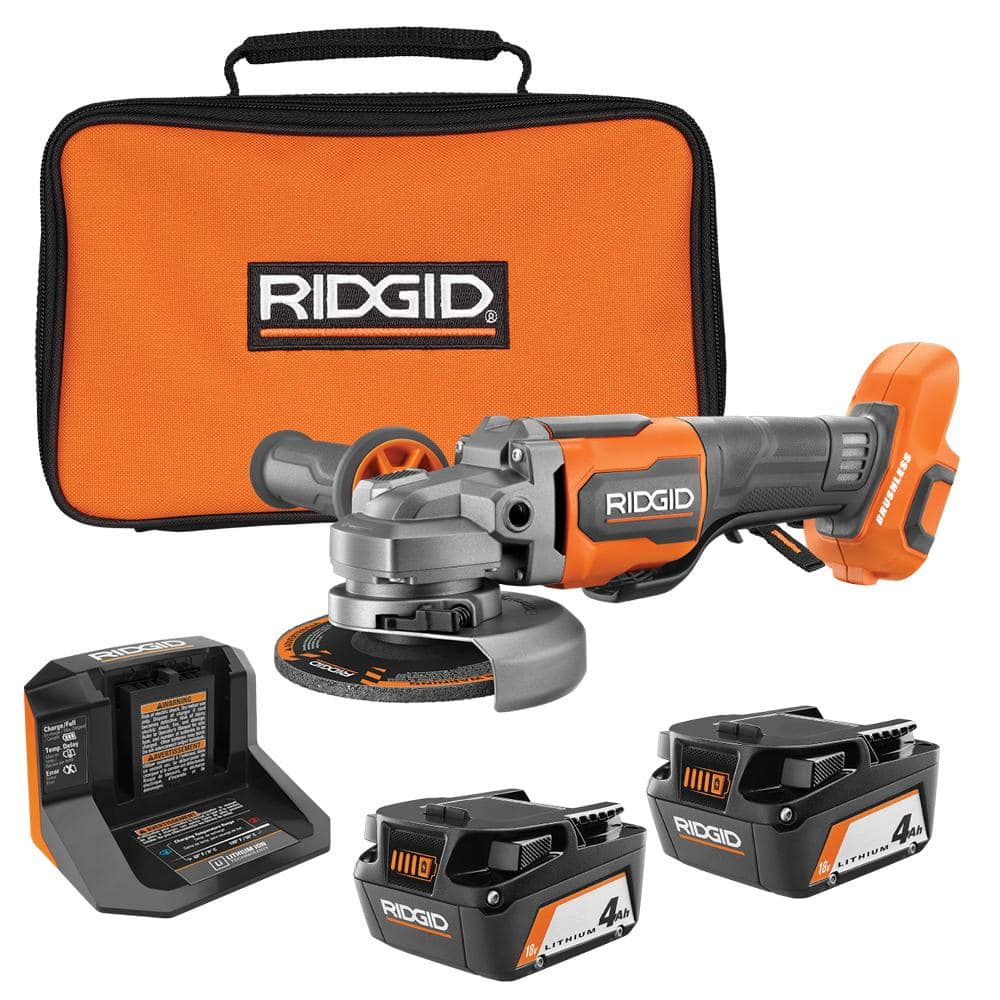 18V Brushless Cordless 4-1/2 in. Paddle Switch Angle Grinder with (2) 4.0 Ah Batteries, Charger, and Bag - Image 1