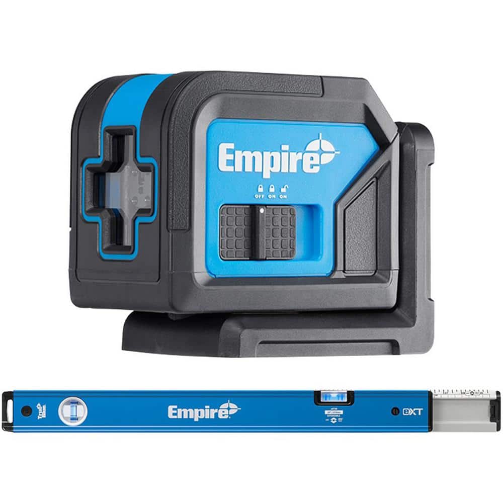 75 ft. Green Self-Leveling Cross Line Laser Level with 24 in. to 40 in. True Blue Extendable Box Level (2-Piece) - Image 1