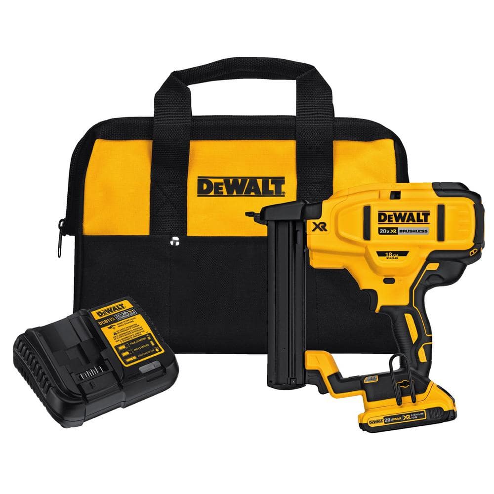 20V MAX XR Lithium-Ion Cordless 18-Gauge Narrow Crown Stapler Kit with 2.0Ah Battery, Charger and Contractor Bag - Image 1
