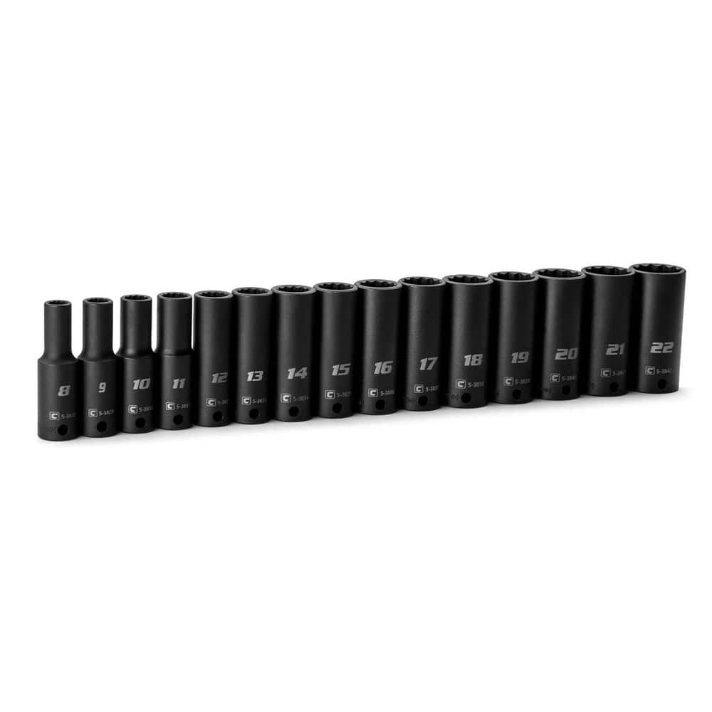 3/8 in. Drive Metric 12-Point Deep Impact Socket Set (15-Piece) - Image 1