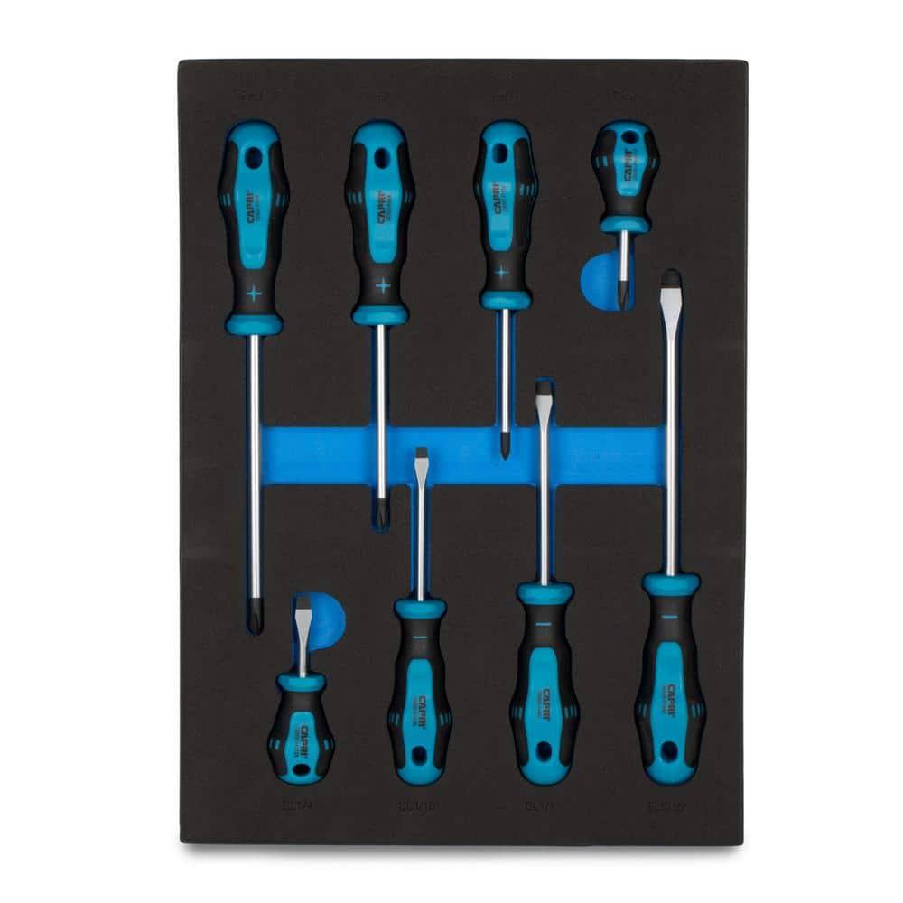 Capri Tools 25000-SS8KMT Kontour Screwdriver Set, 8-Piece with The Mechanics Tray - Image 1