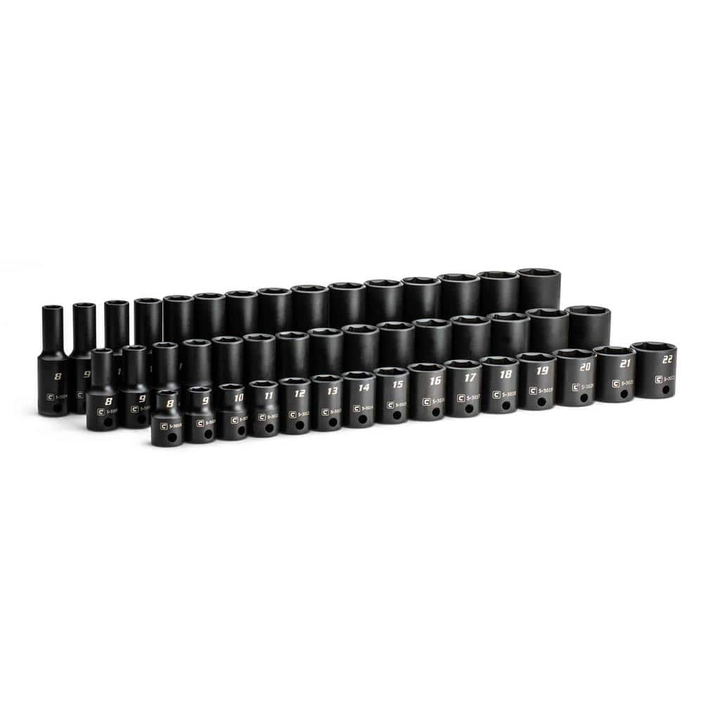 3/8 in. Drive Shallow, Semi-Deep and Deep Impact Socket Set, Metric, 8 to 22 mm, 45-Piece - Image 1